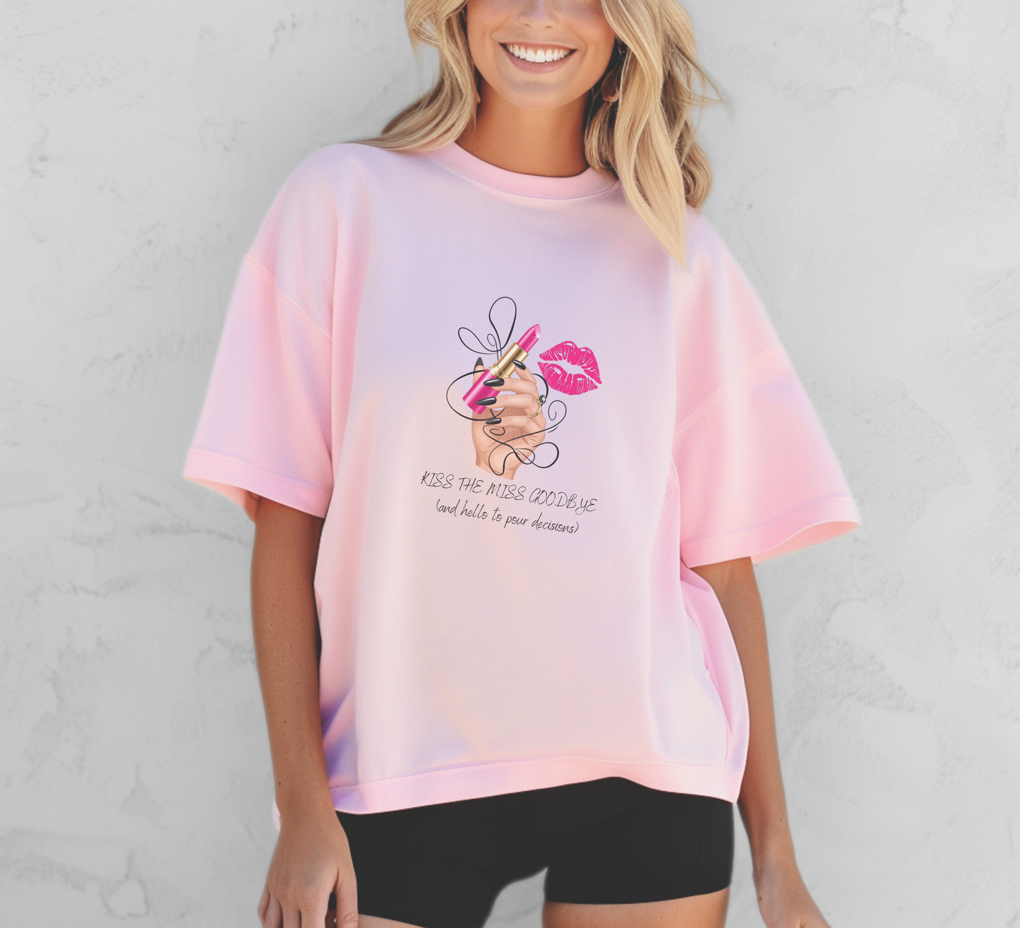Kiss the Miss Goodbye Tee – Lipstick & Pour Decisions | Party Dare QR Code