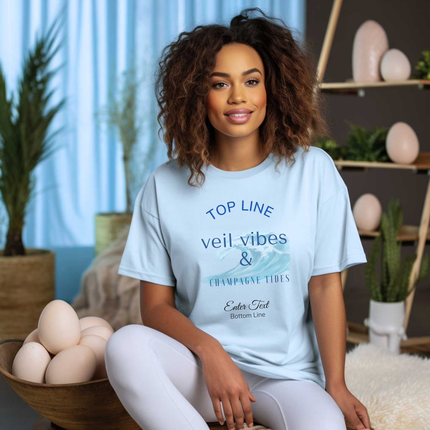 Veil Vibes & Champagne Tides Tee – Bachelorette Beach Party Shirt with Wheel of Dare QR Code