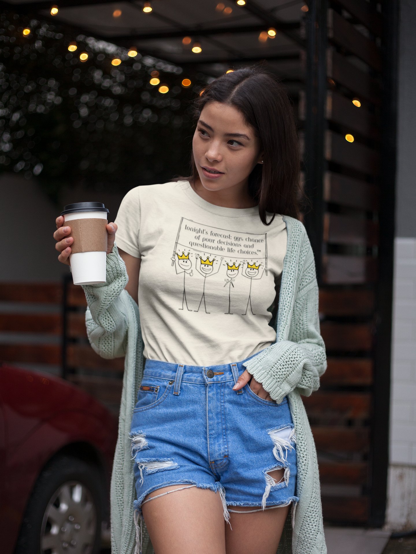 Tonight’s Forecast: 99% Chance of Pour Decisions Tee – Wheel of Dare QR Code Party Game Shirt