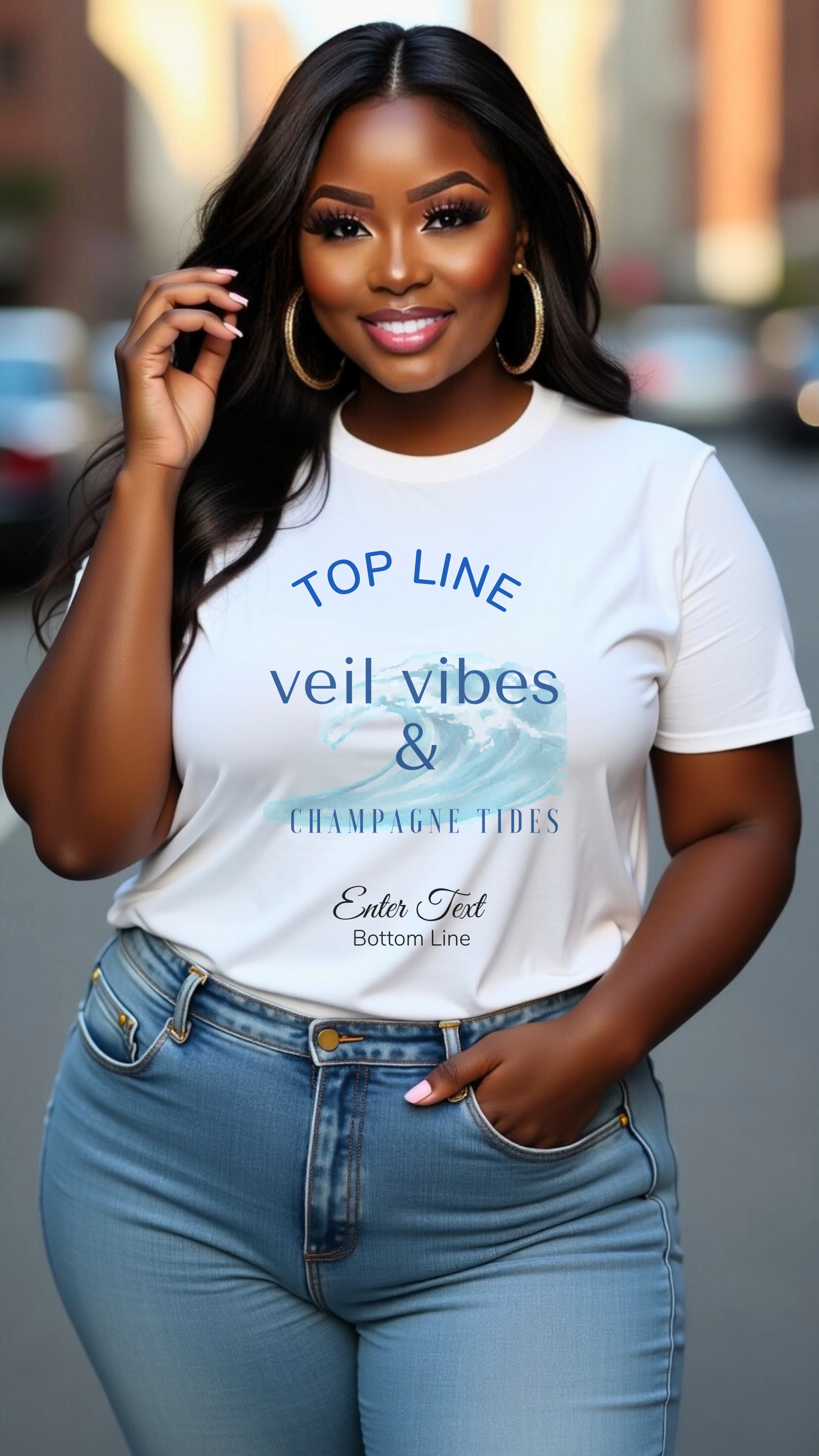Veil Vibes & Champagne Tides Tee – Bachelorette Beach Party Shirt with Wheel of Dare QR Code