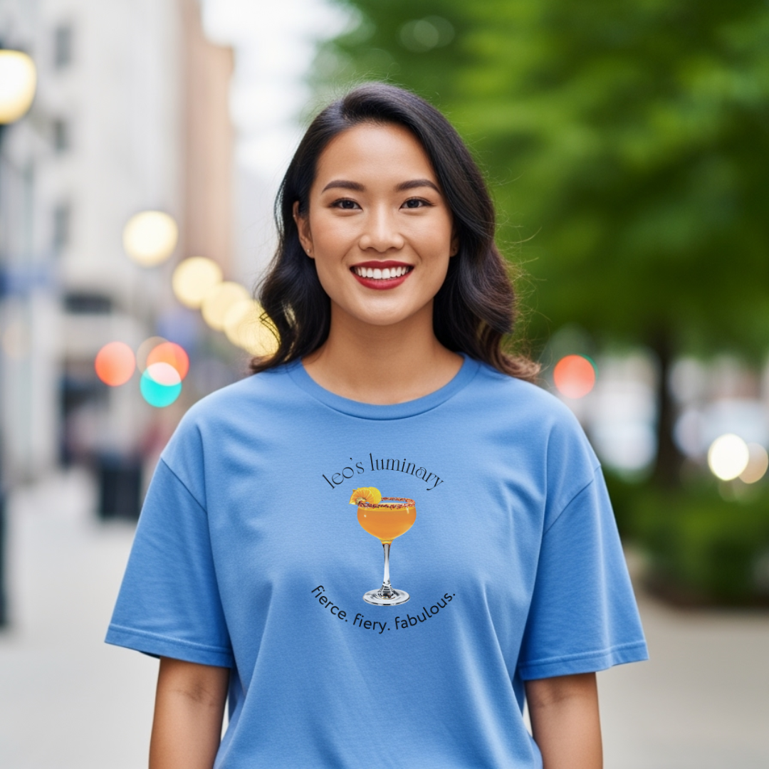 Leo’s Luminary | Astromixology Zodiac Cocktail Recipe Wheel of Dare QR Code Party Game Shirt