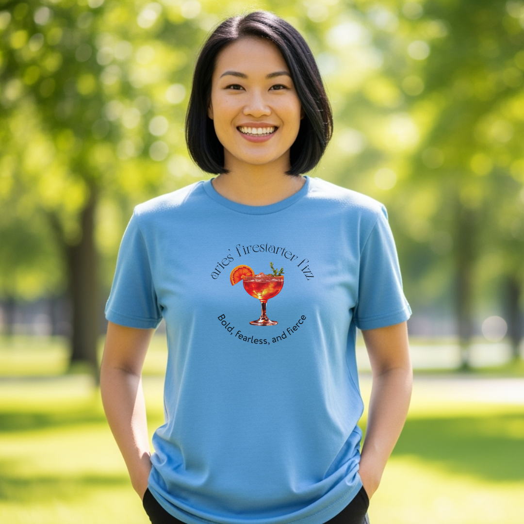 Aries’ Firestarter Fizz | Astromixology Zodiac Cocktail Recipe Wheel of Dare QR Code Party Game Shirt