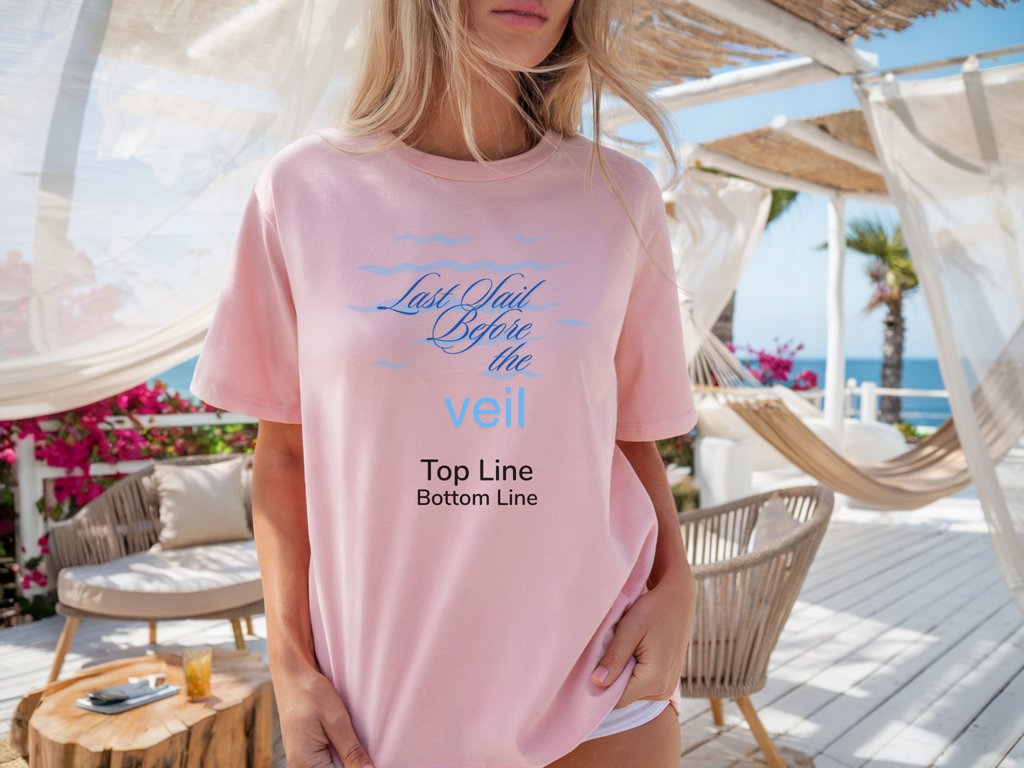 Last Sail Before the Veil Tee – Nautical Bachelorette Shirt with Wheel of Dare QR Code Game