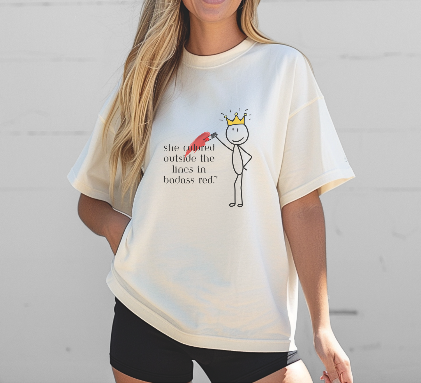 She Colored Outside the Lines in Badass Red Tee – Wheel of Dare QR Code Party Game Shirt