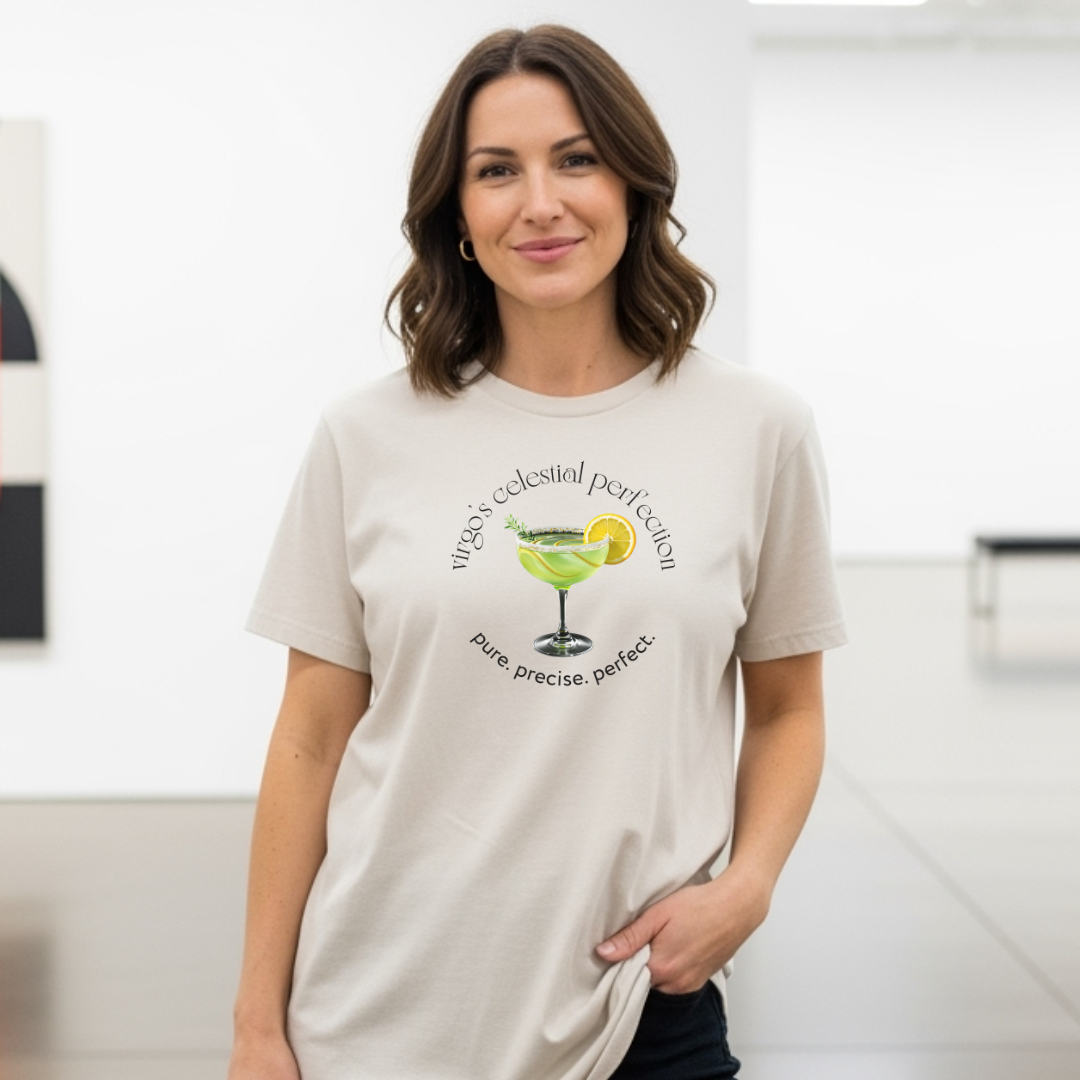 Virgo’s Celestial Perfection | Astromixology Zodiac Cocktail Recipe Wheel of Dare QR Code Party Game Shirt