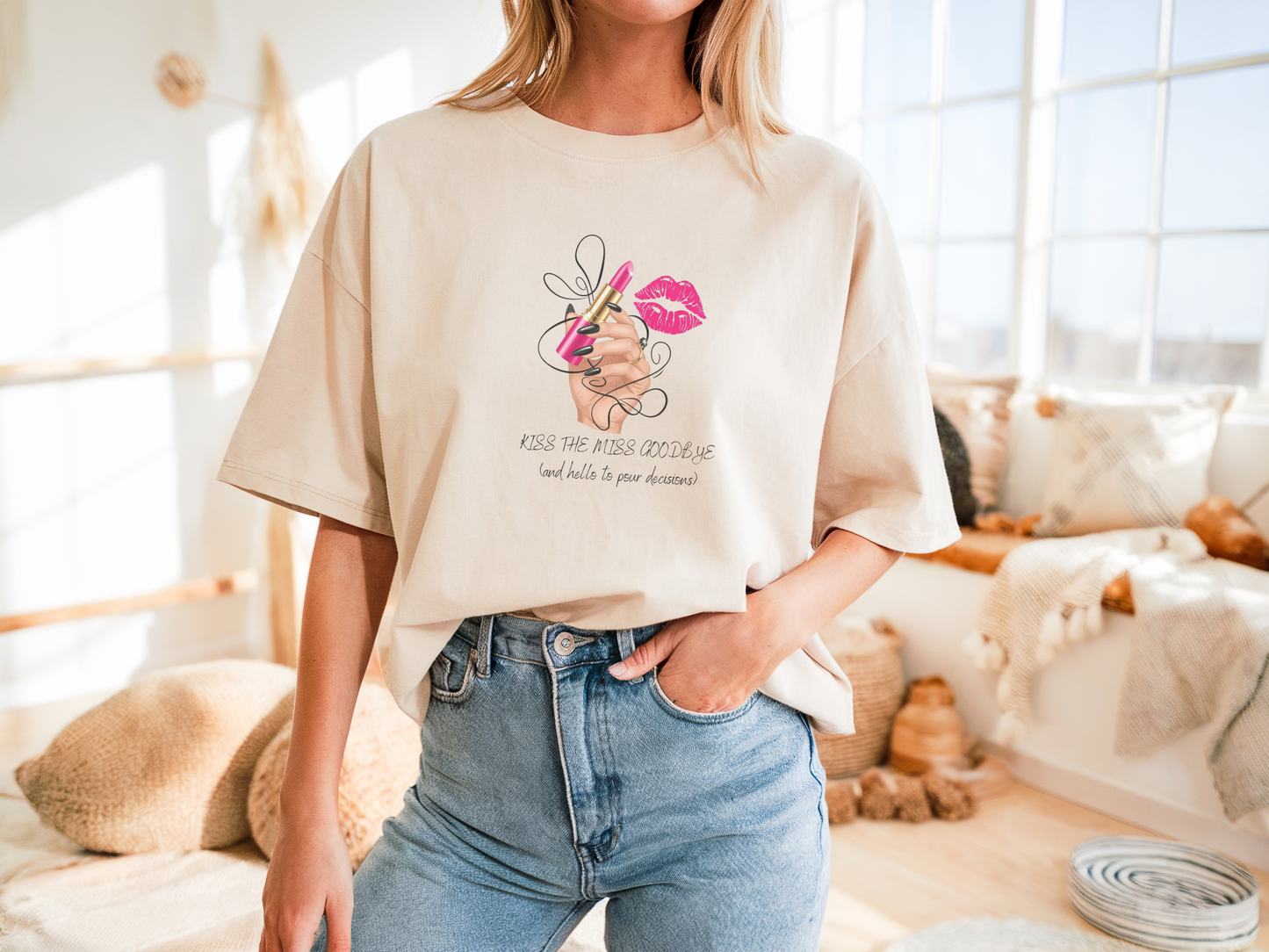 Kiss the Miss Goodbye Tee – Lipstick & Pour Decisions | Party Dare QR Code