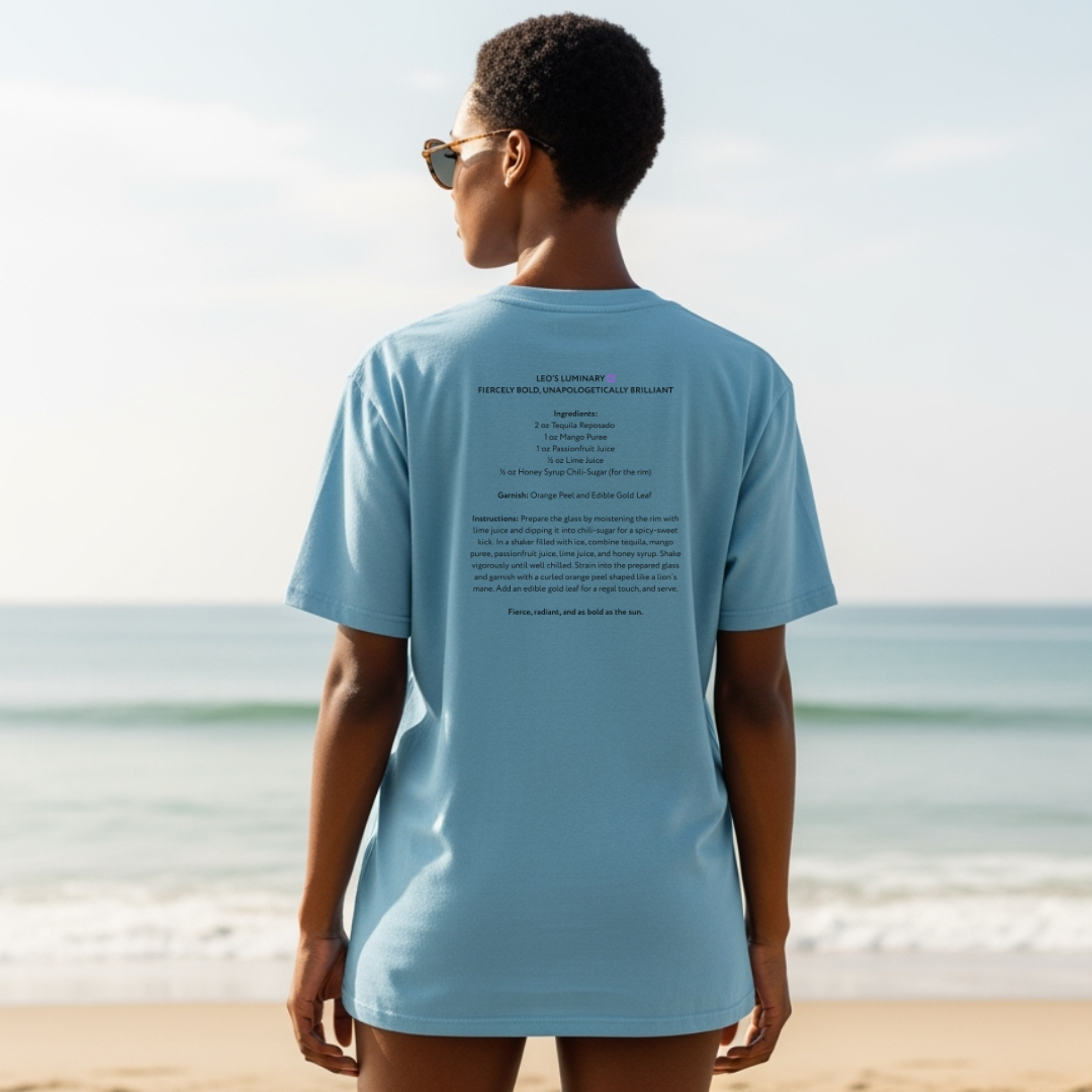 Leo’s Luminary | Astromixology Zodiac Cocktail Recipe Wheel of Dare QR Code Party Game Shirt