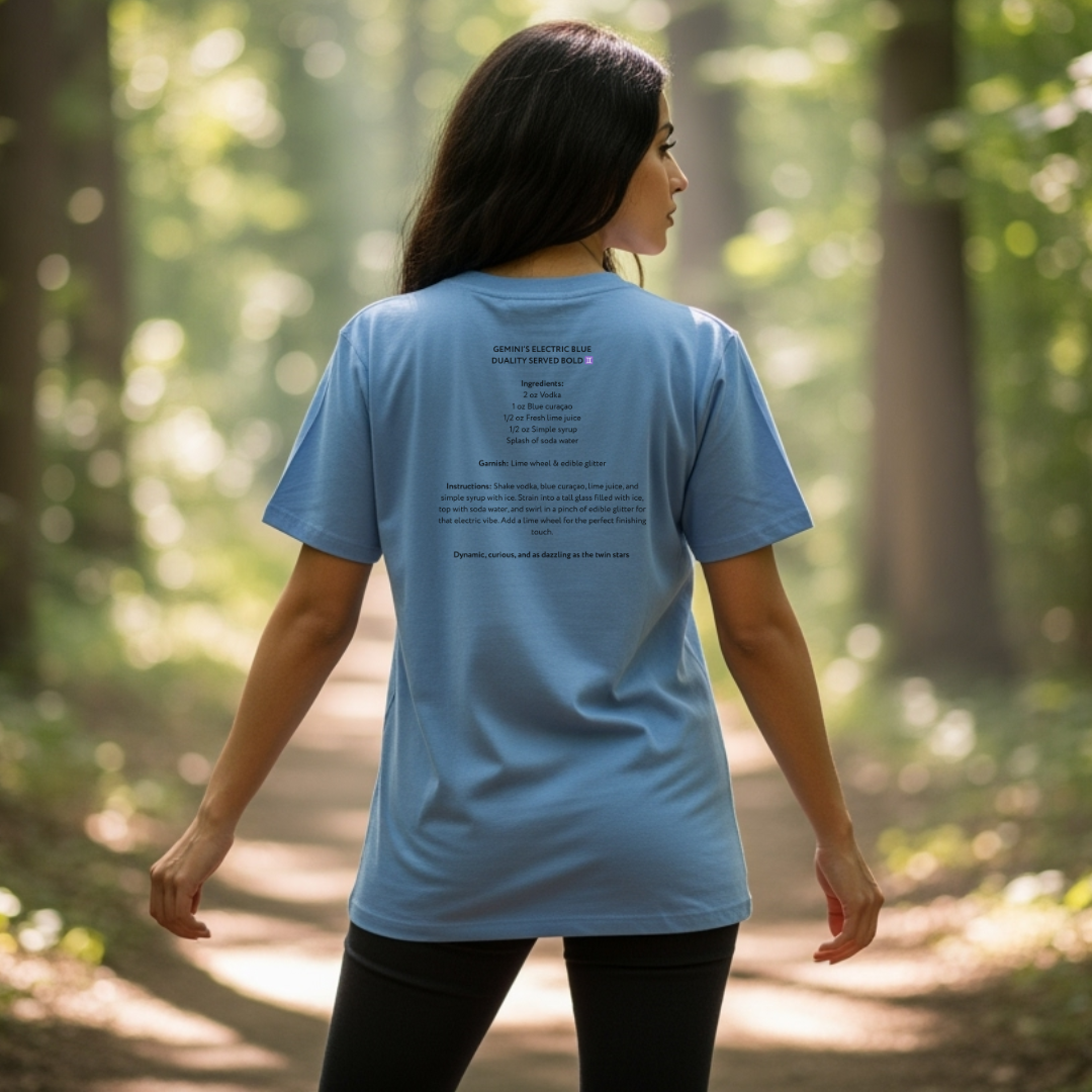 Gemini’s Electric Blue | Astromixology Zodiac Cocktail Recipe Wheel of Dare QR Code Party Game Shirt (Copy)
