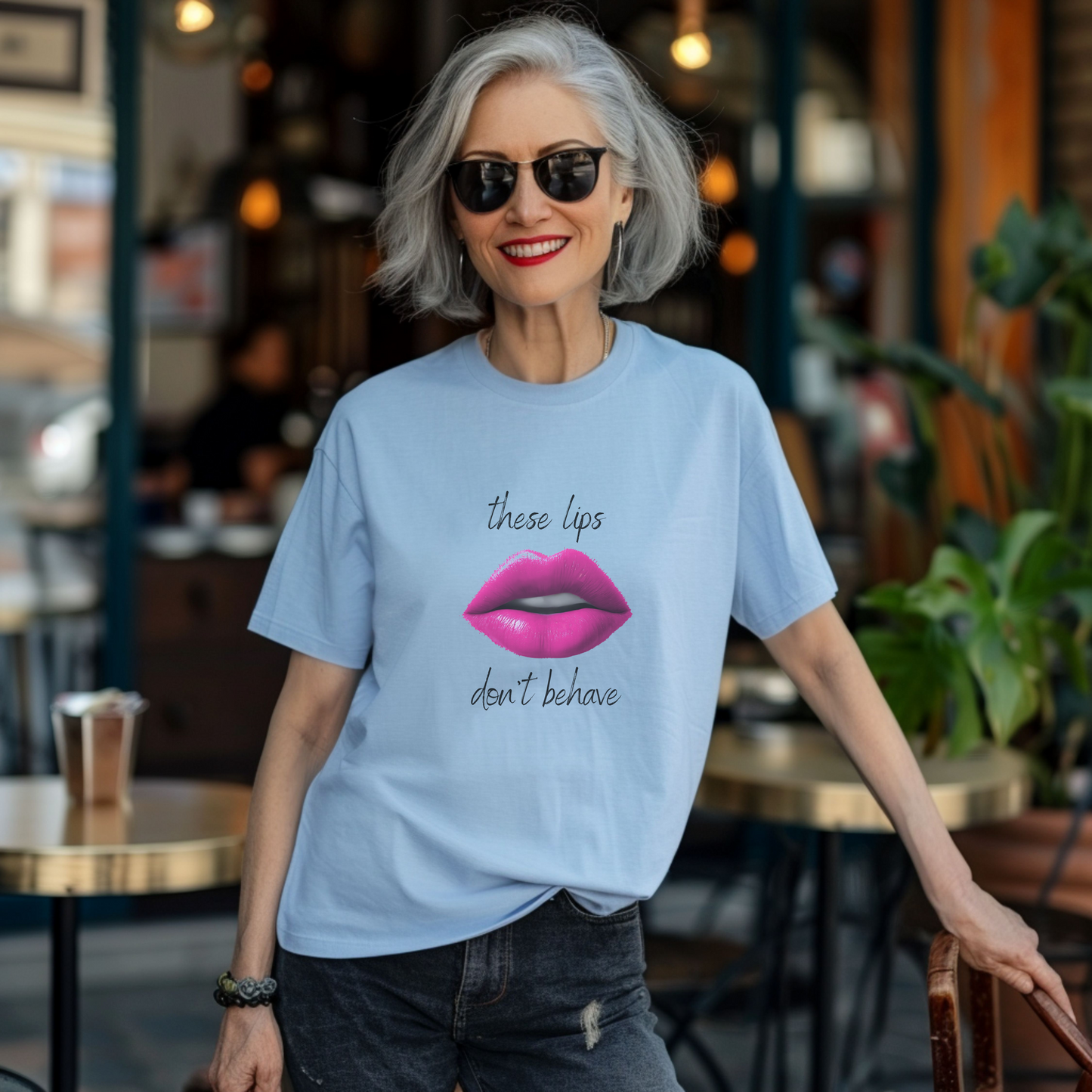 These Lips Don’t Behave™ Tee – Big Pink Lips | Party Dare QR Code