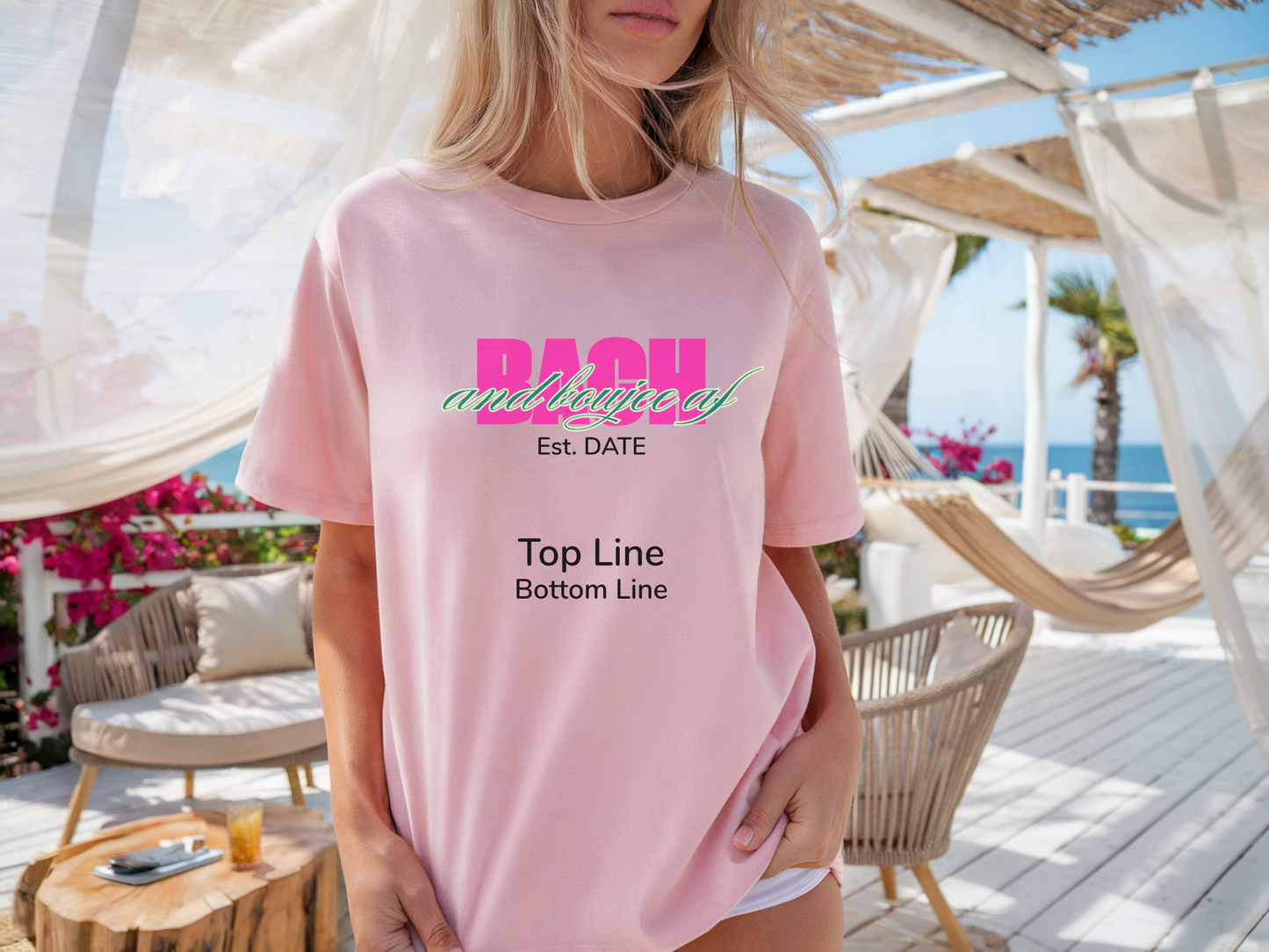 Bach and Boujee AF Tee – Luxe Bachelorette Party Shirt with Wheel of Dare QR Code