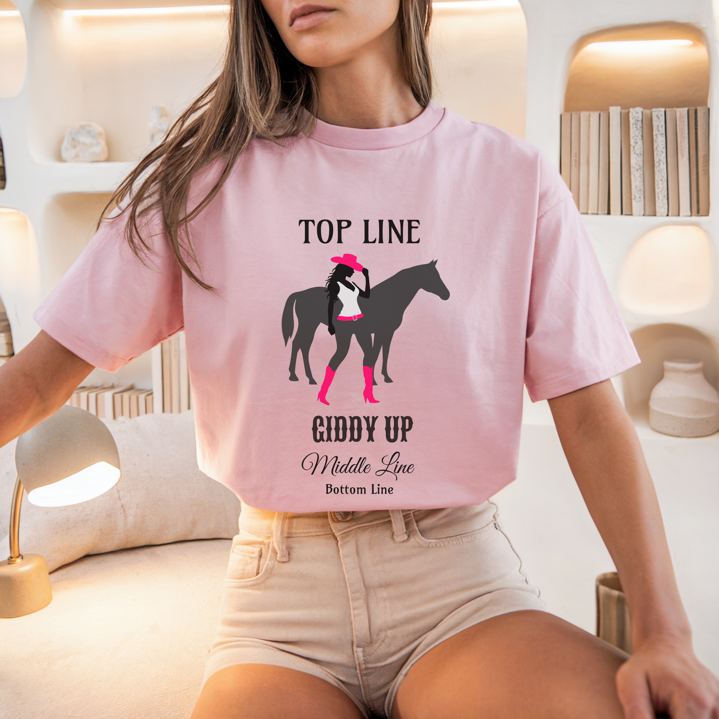 Giddy Up Personalized Cowgirl Tee – Custom Bachelorette Shirt with Wheel of Dare QR Code, Girls’ Weekend