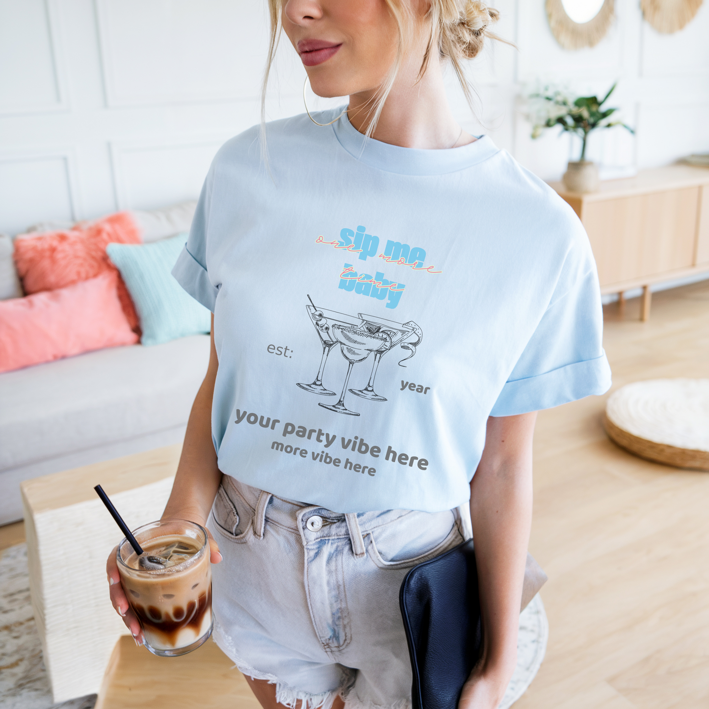 Sip Me Baby, One More Time Oversized Tee – Bach Party Shirt with Wheel of Dare QR Code