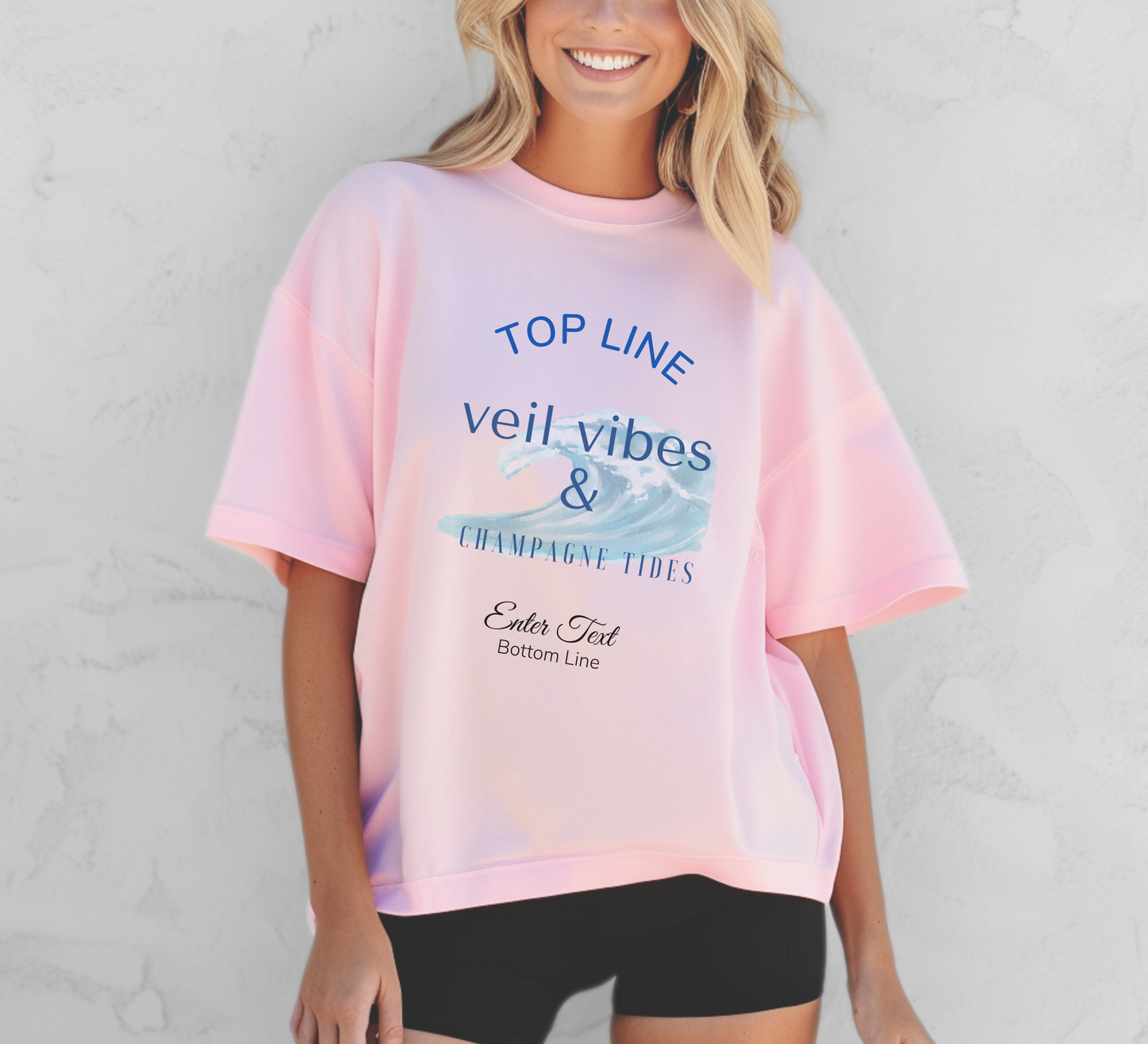 Veil Vibes & Champagne Tides Tee – Bachelorette Beach Party Shirt with Wheel of Dare QR Code