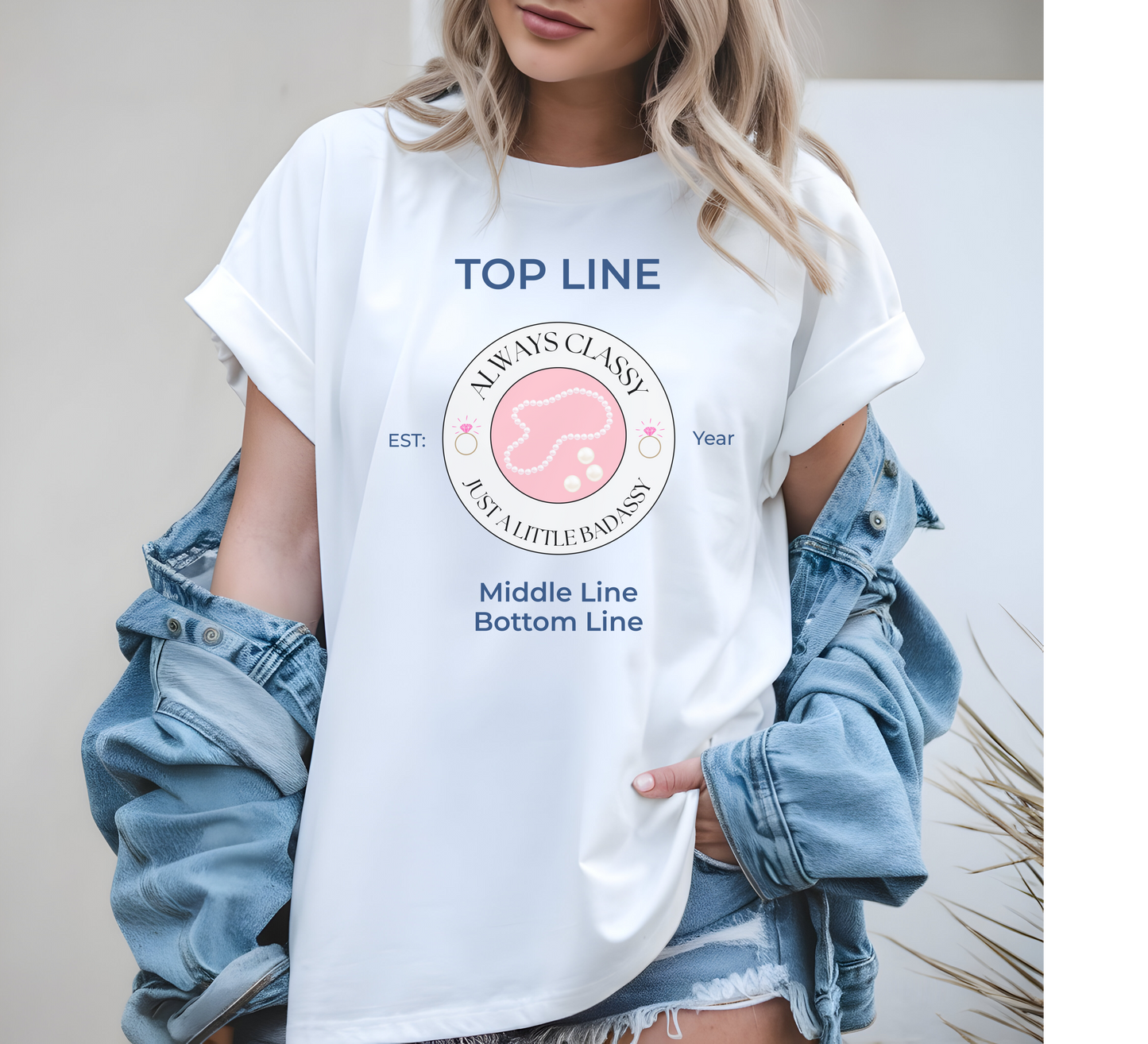 Always Classy, Just a Little Bit Badassy Personalized Tee – Bachelorette Party Shirt with Wheel of Dare QR Code