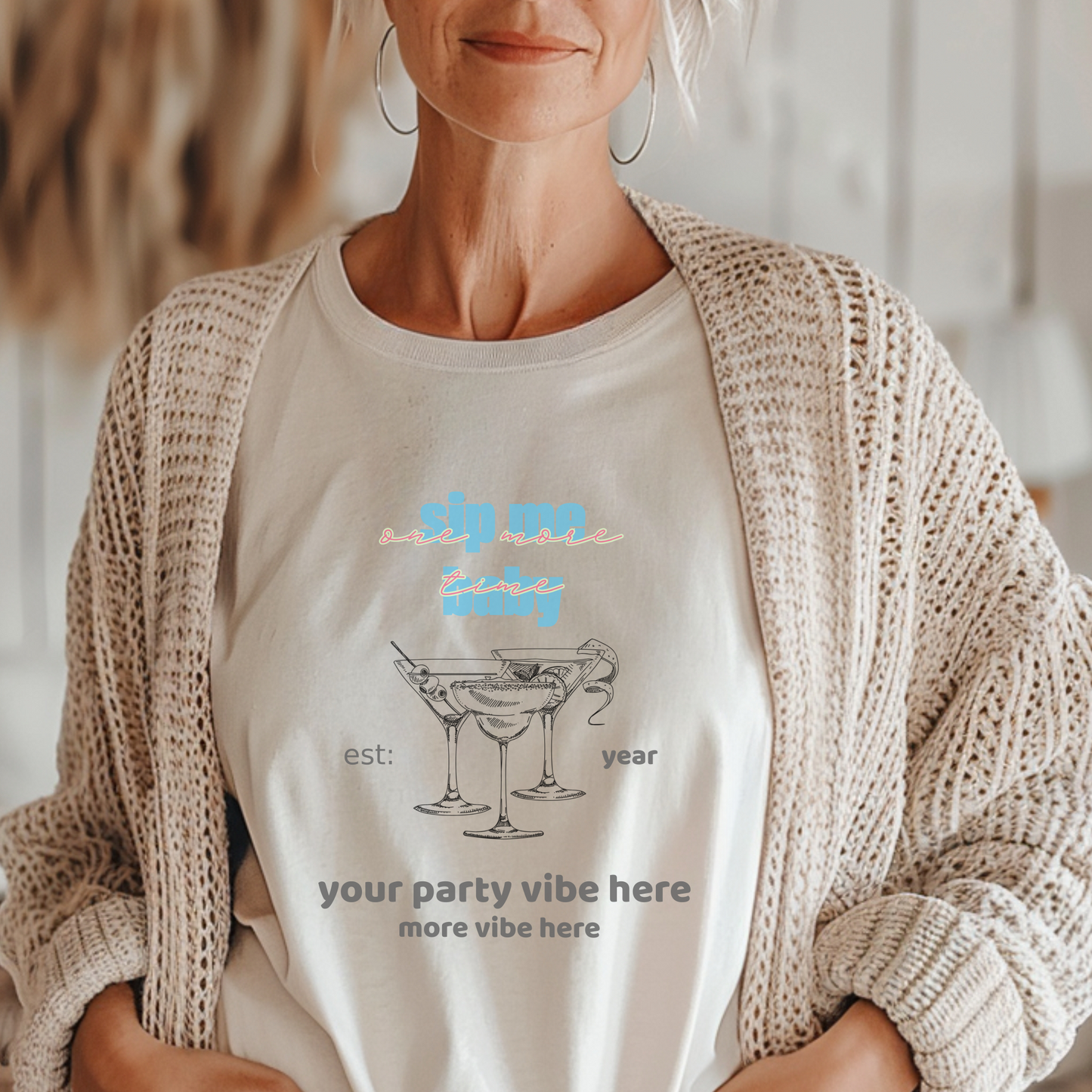 Sip Me Baby, One More Time Oversized Tee – Bach Party Shirt with Wheel of Dare QR Code