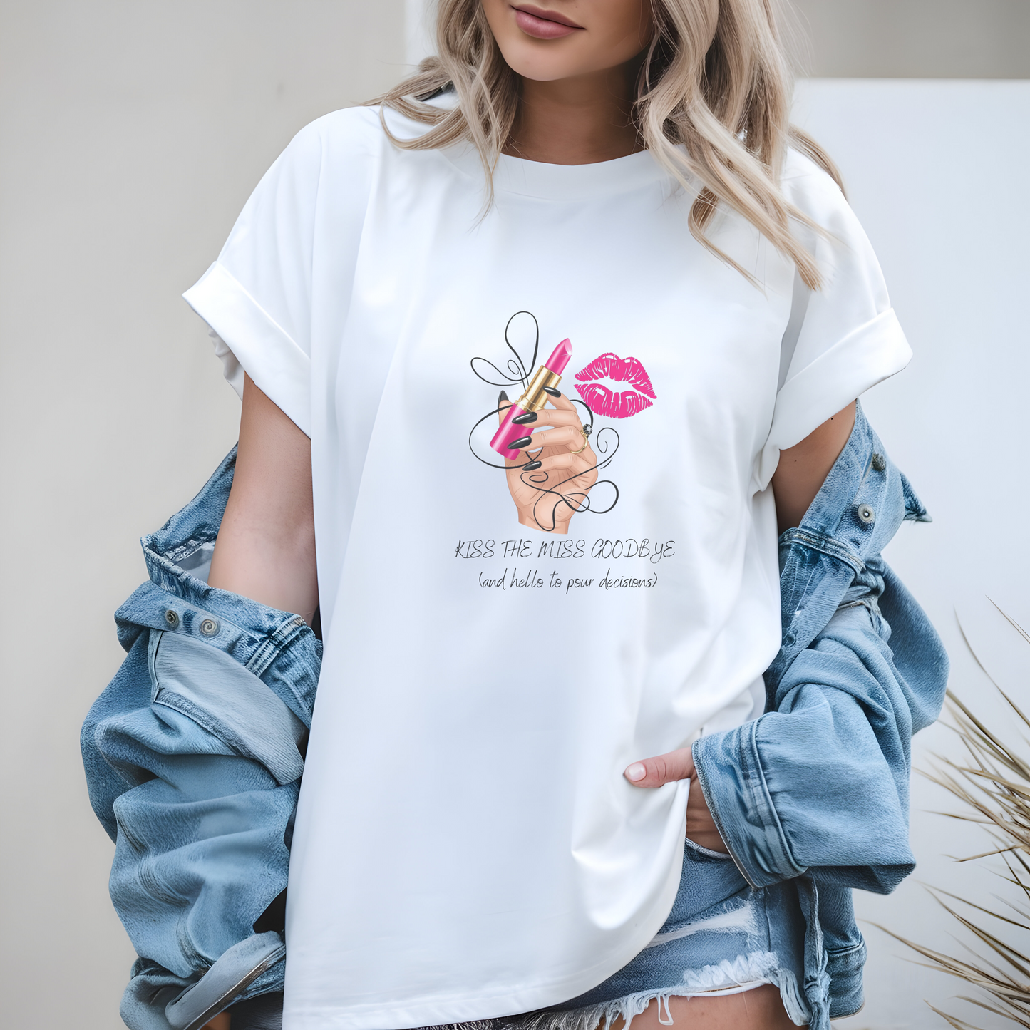 Kiss the Miss Goodbye Tee – Lipstick & Pour Decisions | Party Dare QR Code