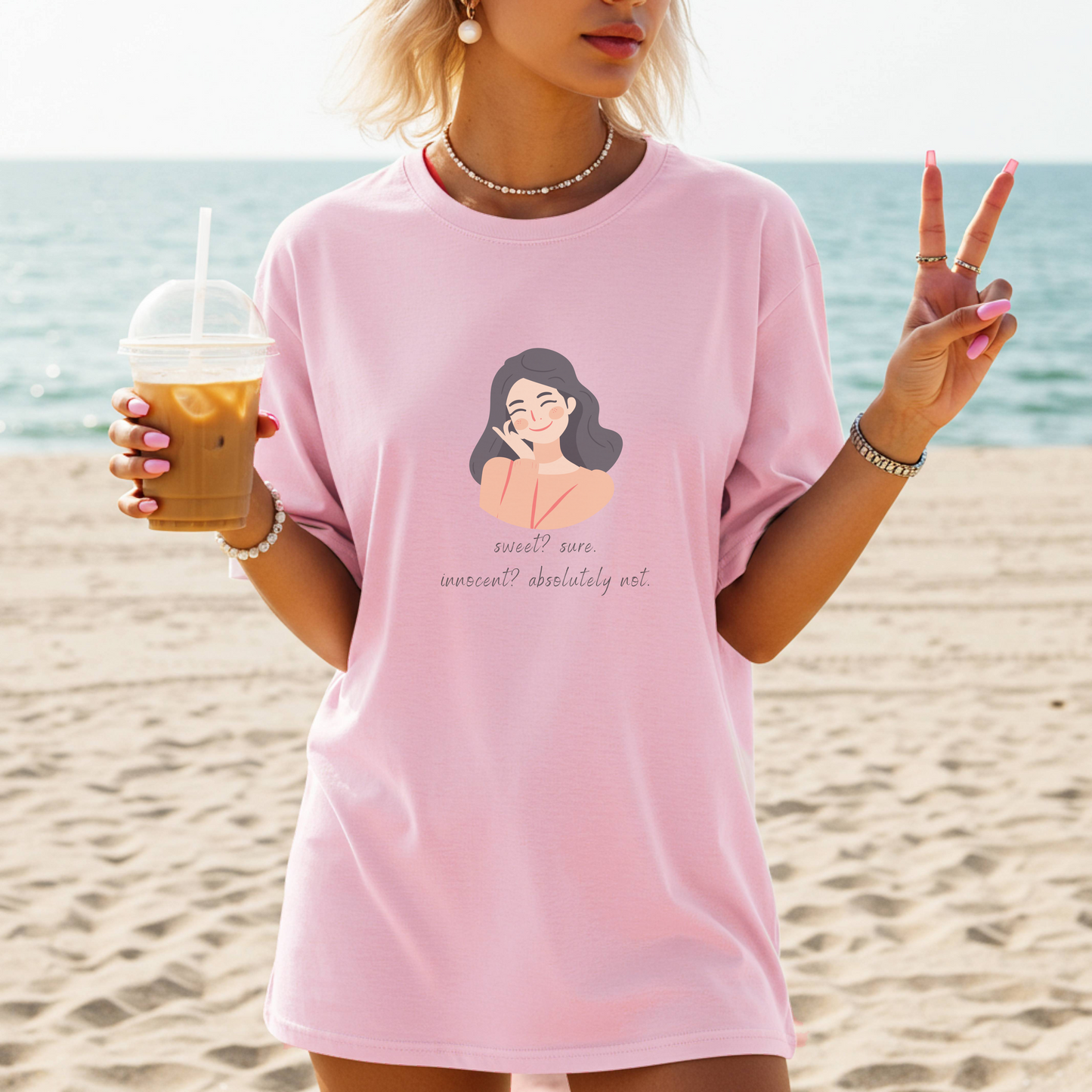 Sweet? Sure. Innocent? Absolutely Not. Tee – Sassy Angel Edition | Party Dare QR Code