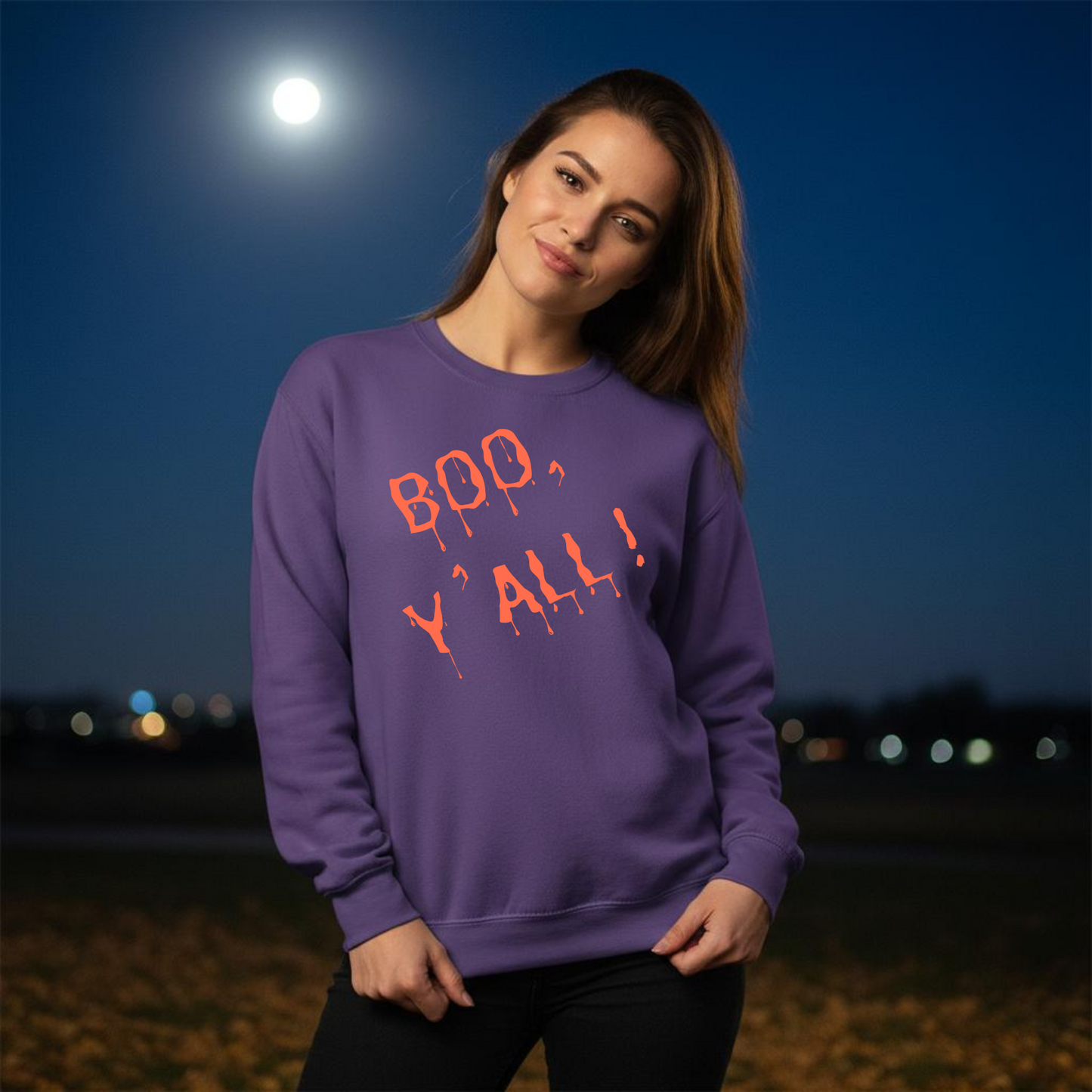 Boo, Y’all! Halloween Sweatshirt – Wheel of SCARE QR Party Game Included
