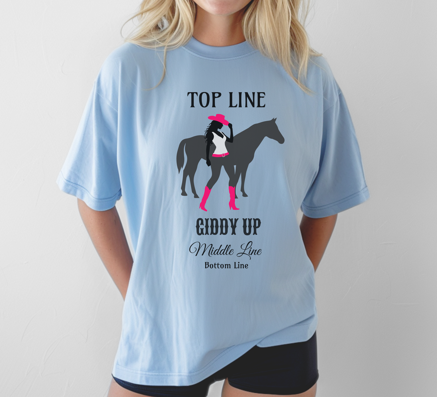Giddy Up Personalized Cowgirl Tee – Custom Bachelorette Shirt with Wheel of Dare QR Code, Girls’ Weekend