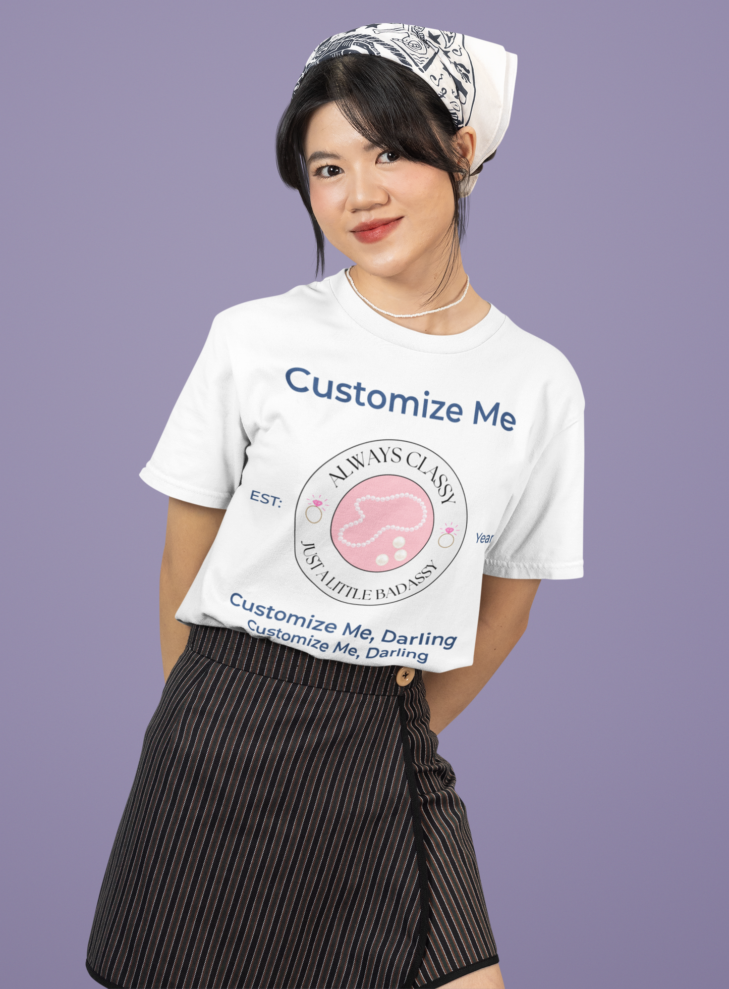 Always Classy, Just a Little Bit Badassy Personalized Tee – Bachelorette Party Shirt with Wheel of Dare QR Code