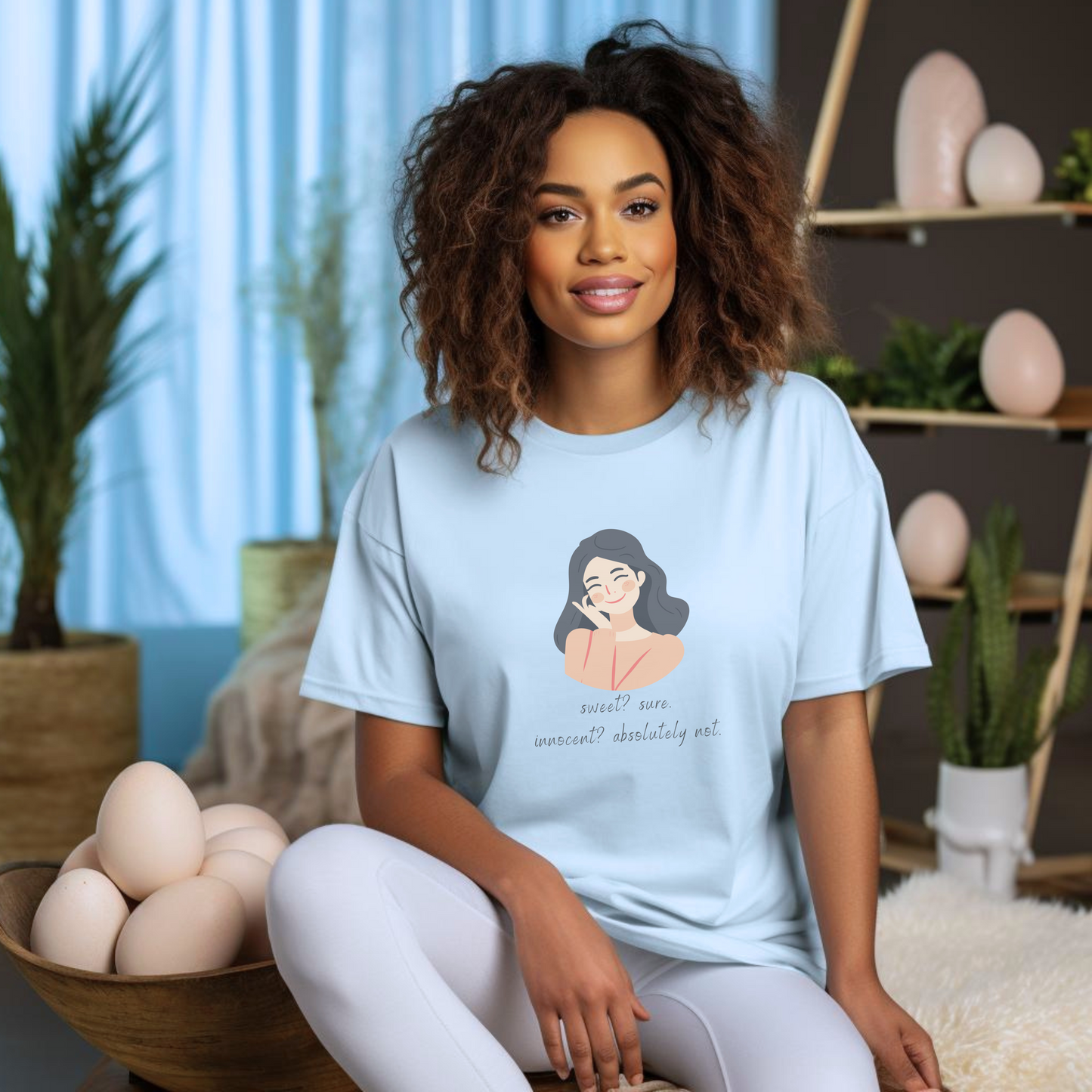 Sweet? Sure. Innocent? Absolutely Not. Tee – Sassy Angel Edition | Party Dare QR Code