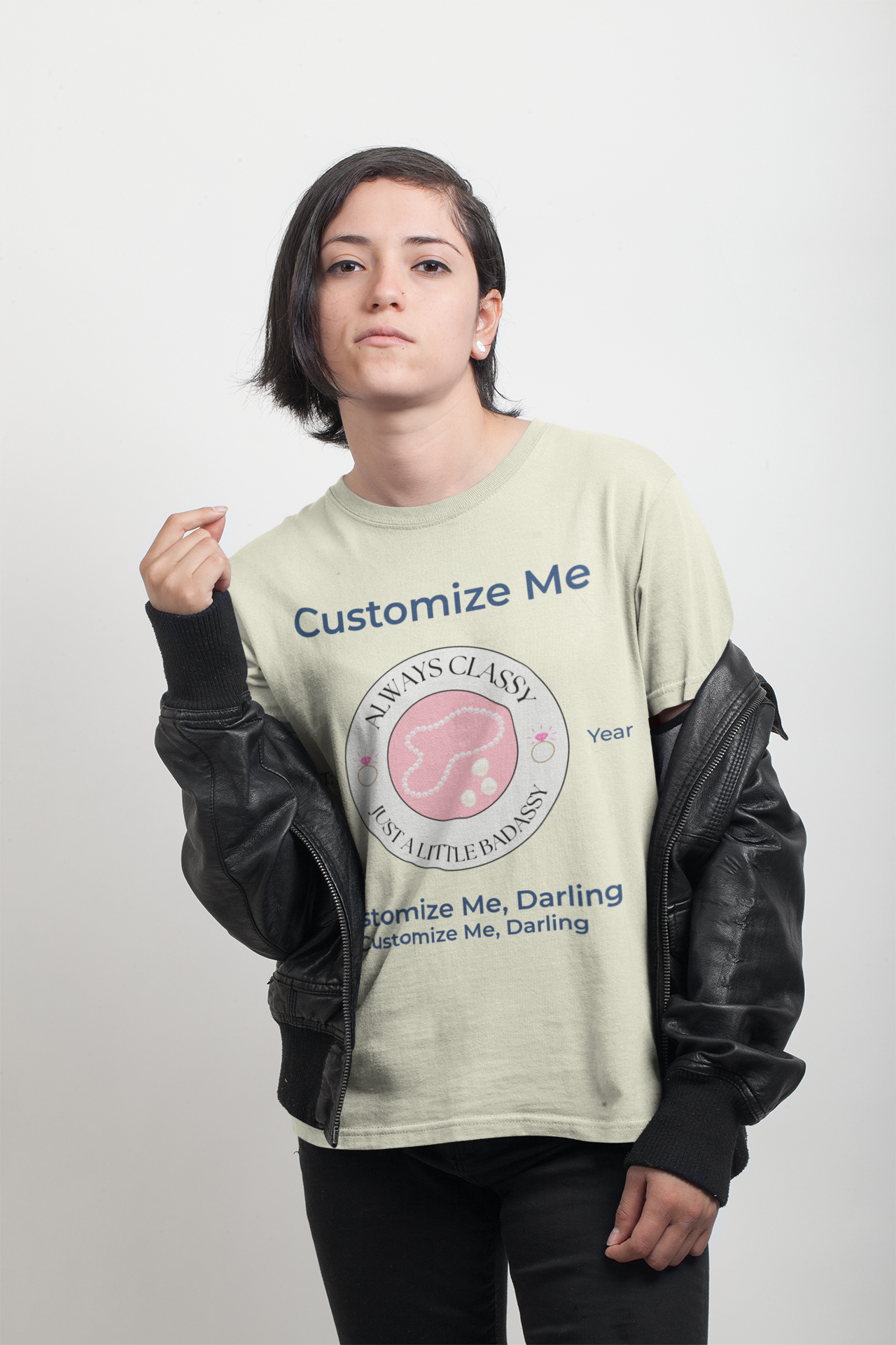 Always Classy, Just a Little Bit Badassy Personalized Tee – Bachelorette Party Shirt with Wheel of Dare QR Code