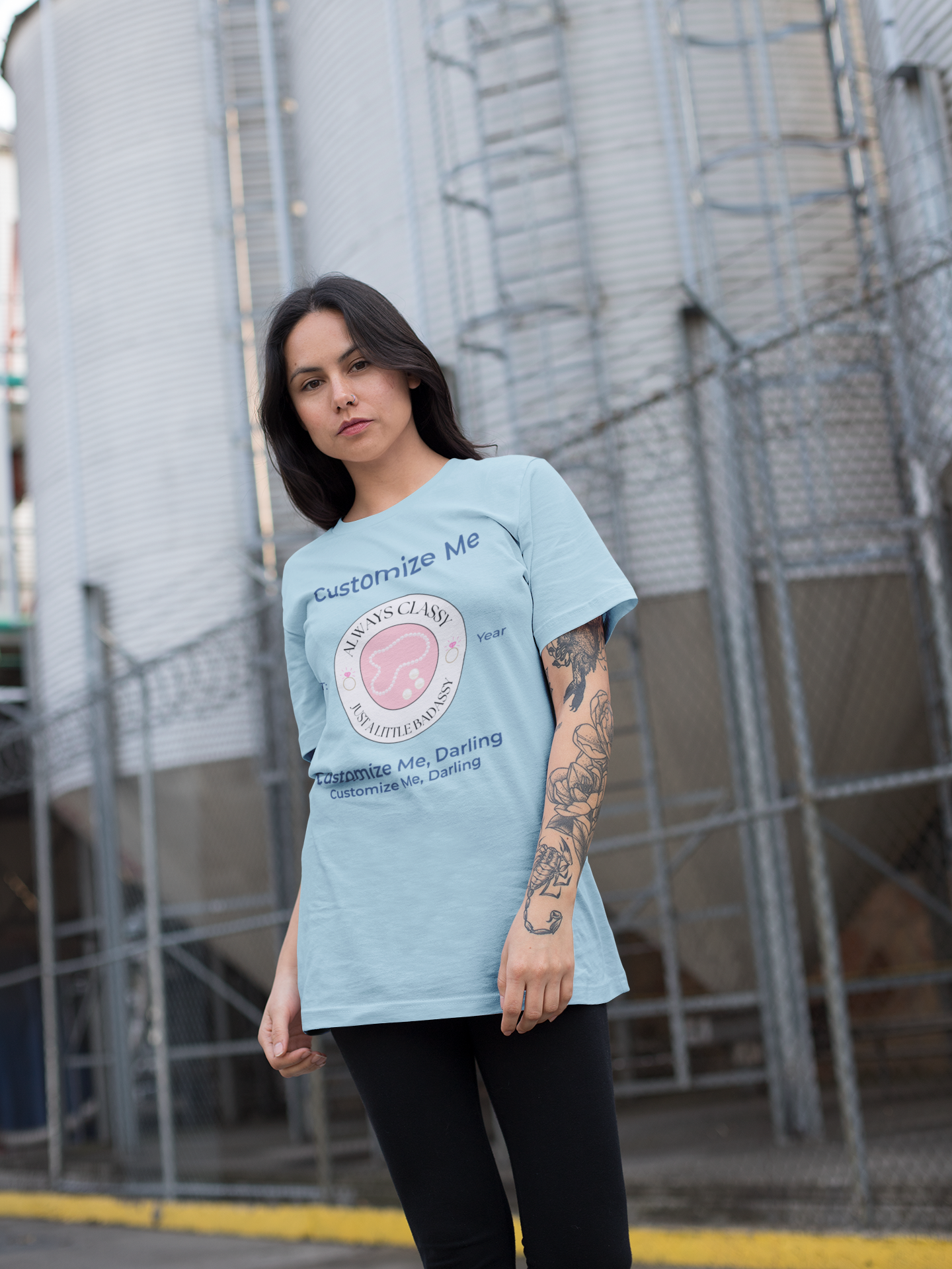 Always Classy, Just a Little Bit Badassy Personalized Tee – Bachelorette Party Shirt with Wheel of Dare QR Code