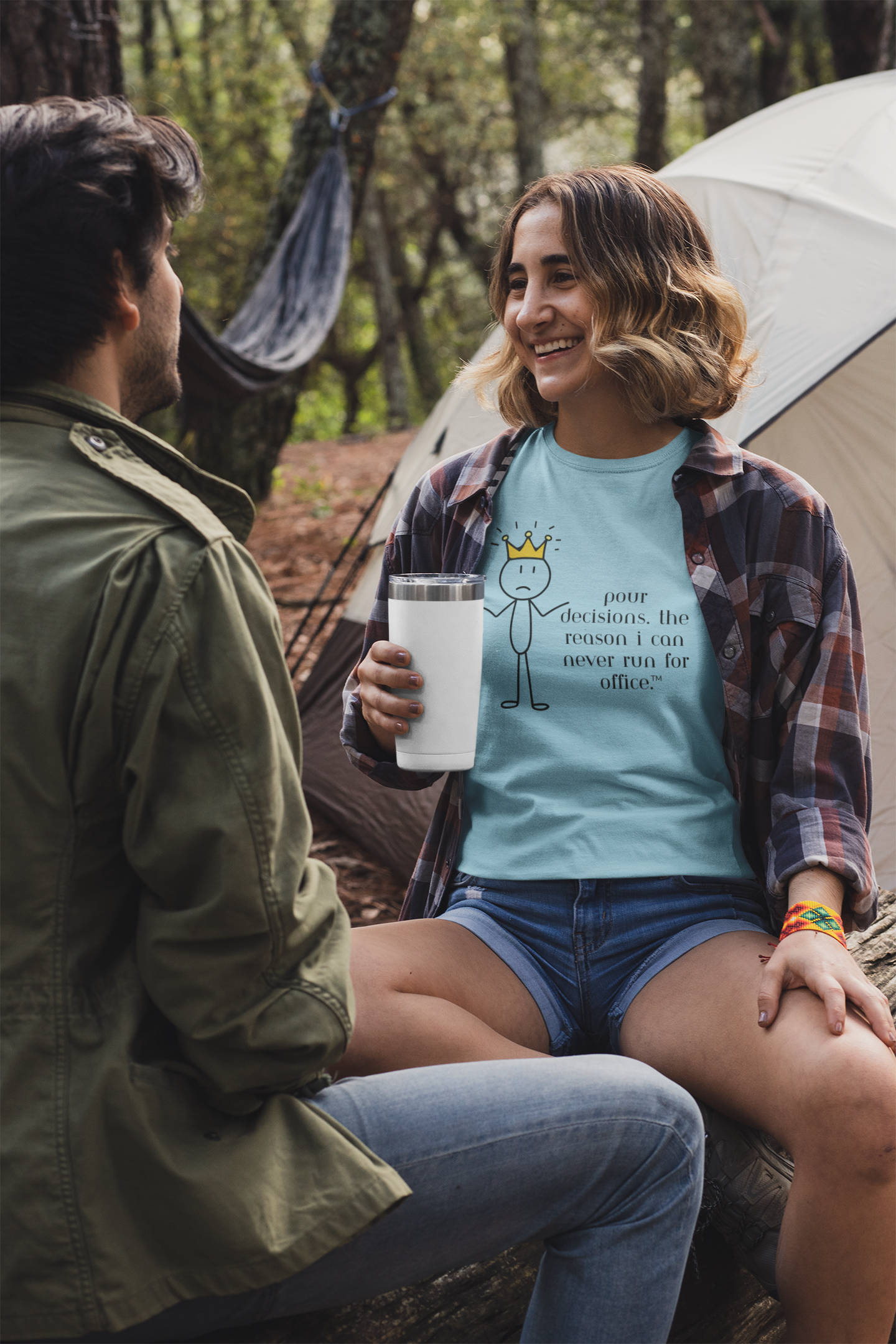 Pour Decisions Tee – Never Run for Office | Wheel of Dare QR Code Party Game Shirt
