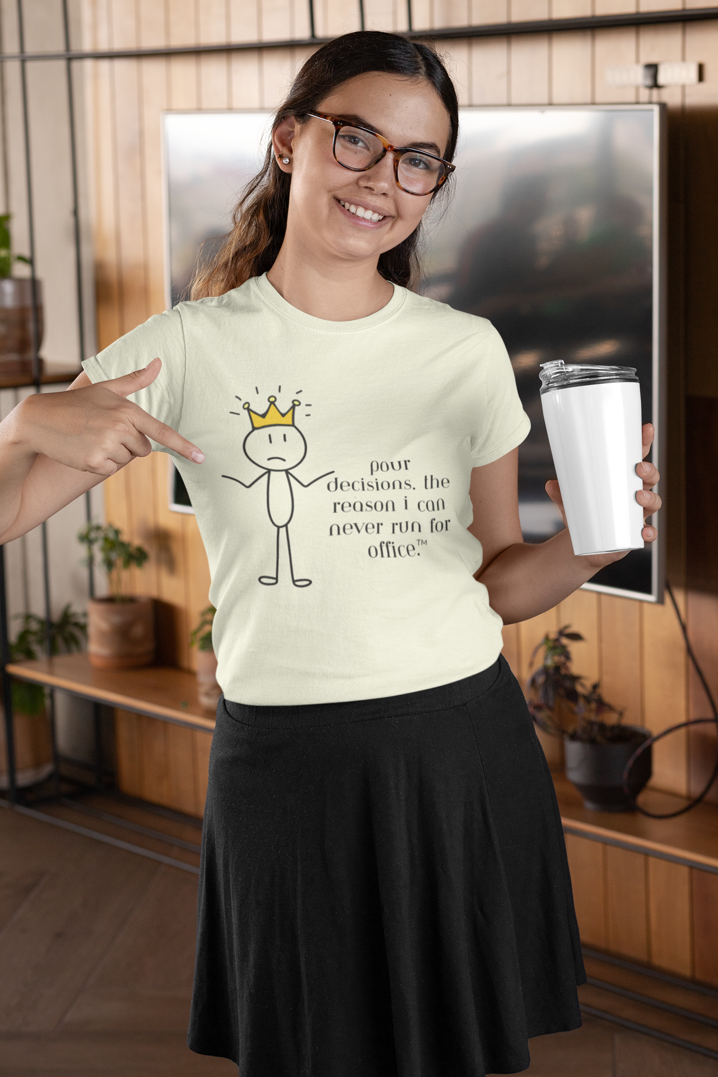 Pour Decisions Tee – Never Run for Office | Wheel of Dare QR Code Party Game Shirt