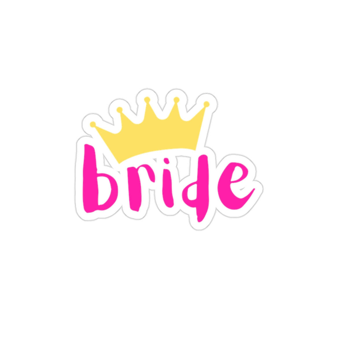 Bride Crown Sticker – Transparent Die Cut, Hot Pink Bachelorette Sticker