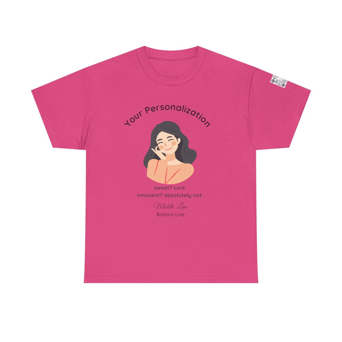 Sweet? Sure. Innocent? Absolutely Not. Personalized Tee – Bach & Girls’ Weekend Party Shirt with Wheel of Dare QR Code