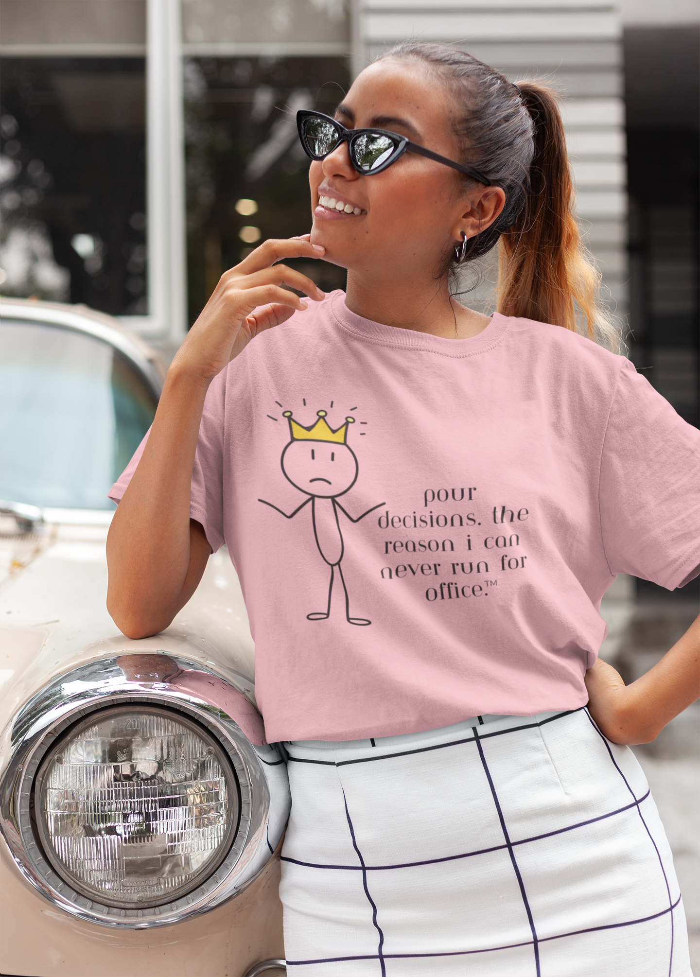 Pour Decisions Tee – Never Run for Office | Wheel of Dare QR Code Party Game Shirt