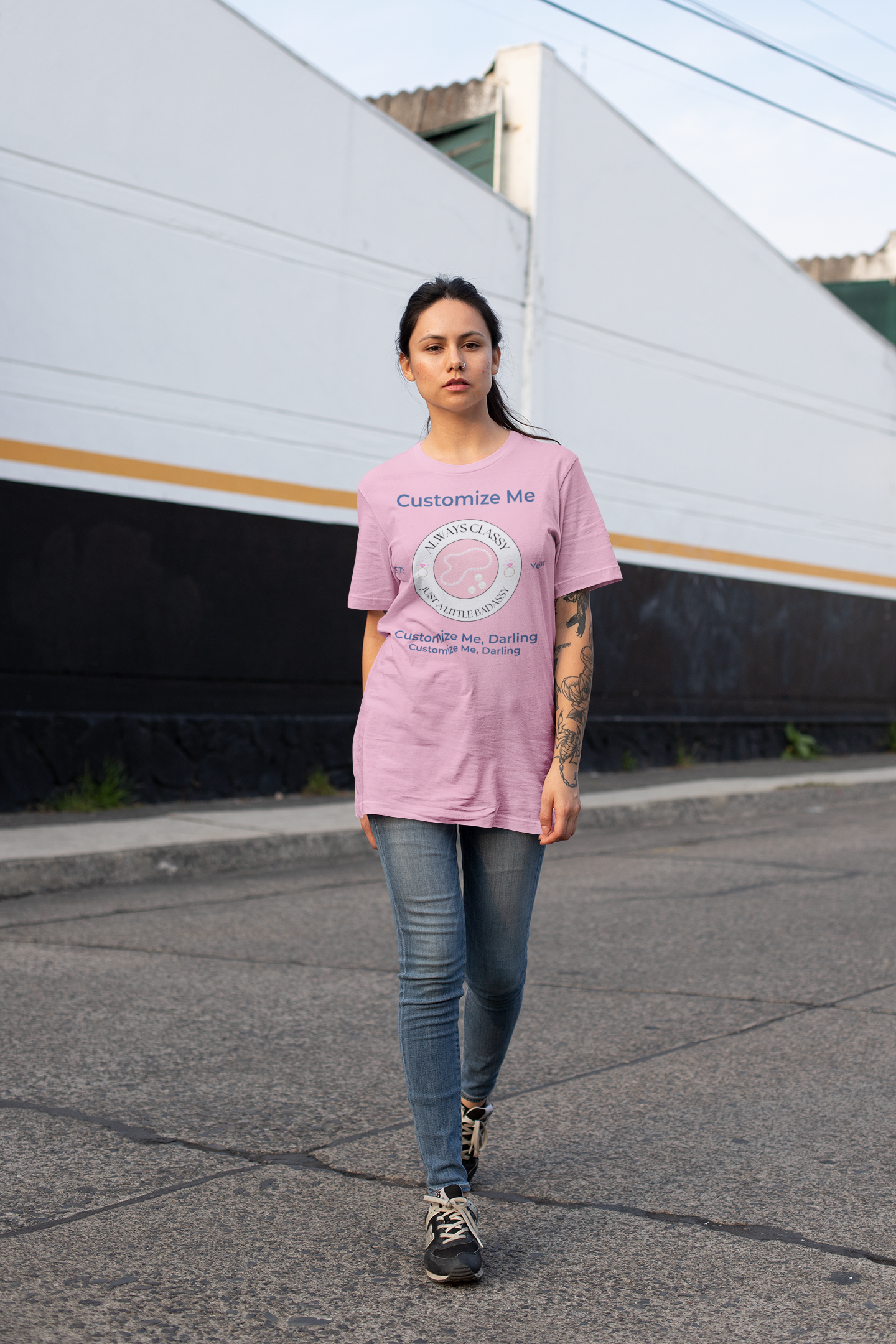 Always Classy, Just a Little Bit Badassy Personalized Tee – Bachelorette Party Shirt with Wheel of Dare QR Code
