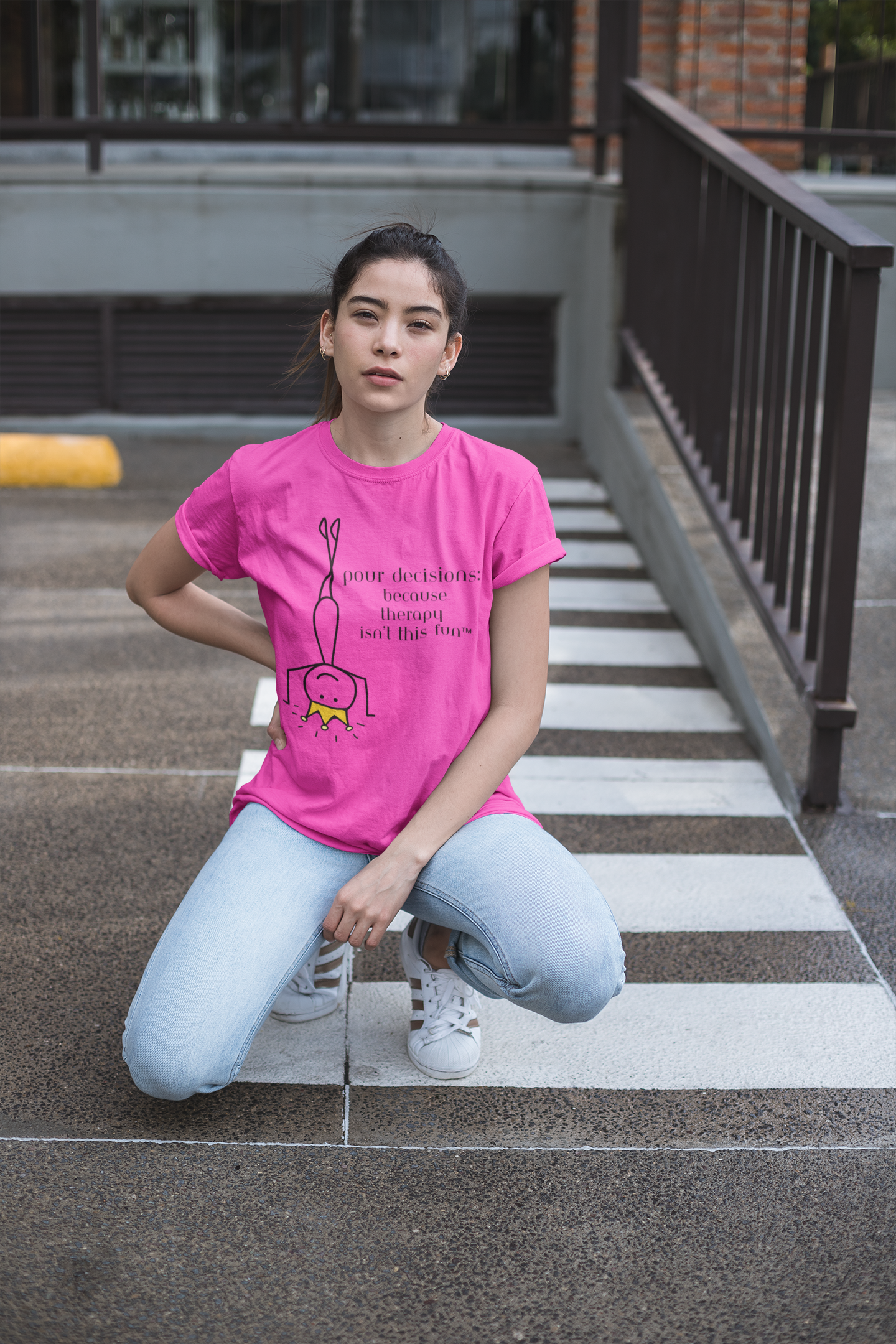 Pour Decisions: Because Therapy Isn't This Much Fun Tee | Wheel of Dare QR Code Party Game Shirt