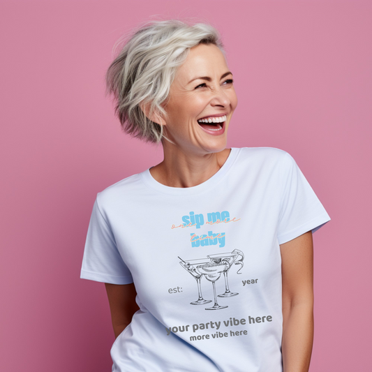 Sip Me Baby, One More Time Oversized Tee – Bach Party Shirt with Wheel of Dare QR Code