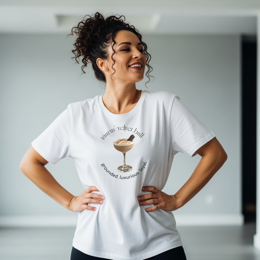 Taurus’ Velvet Bull | Astromixology Zodiac Cocktail Recipe Wheel of Dare QR Code Party Game Shirt