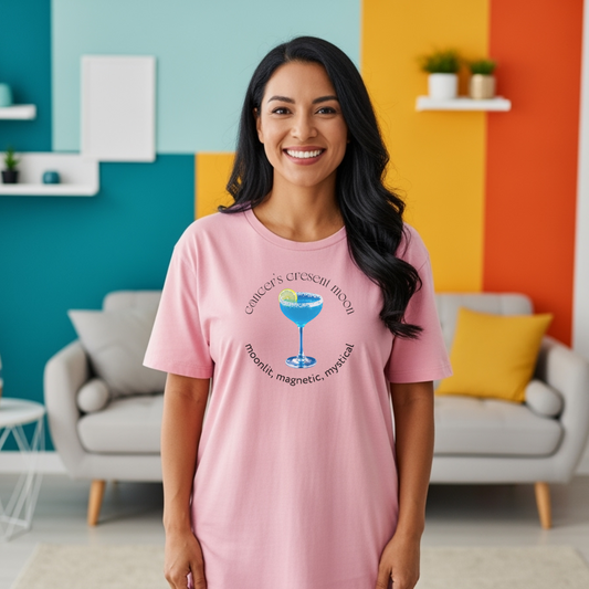 Cancer’s Crescent Moon | Astromixology Zodiac Cocktail Recipe Wheel of Dare QR Code Party Game Shirt (Copy)
