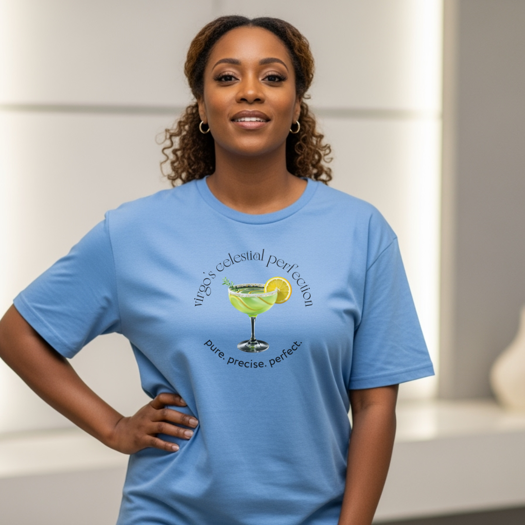 Virgo’s Celestial Perfection | Astromixology Zodiac Cocktail Recipe Wheel of Dare QR Code Party Game Shirt