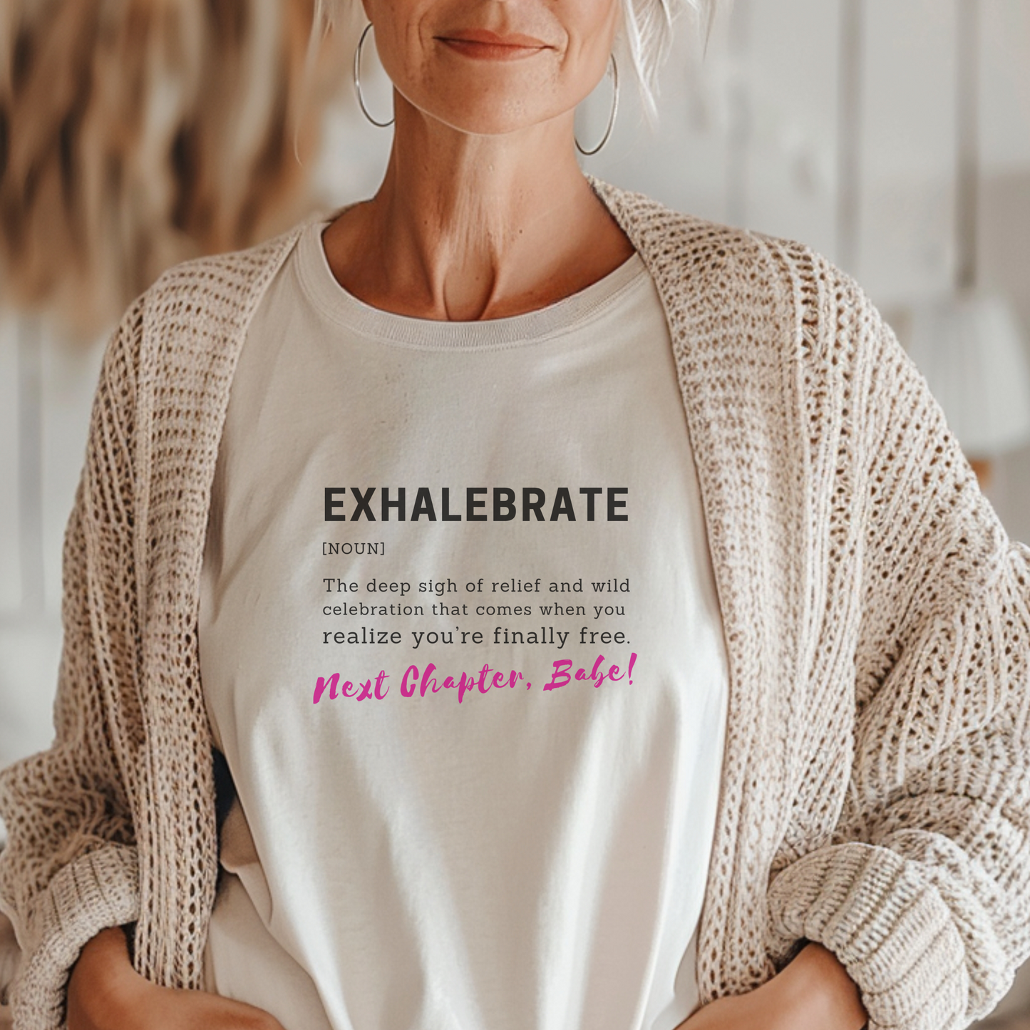 Exhalebrate: Next Chapter, Babe! Tee – Wheel of Dare QR Code Party Game Shirt