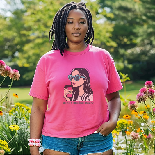 Up to Some Badassary Tee – Coffee & Confidence Edition | Party Dare QR Code