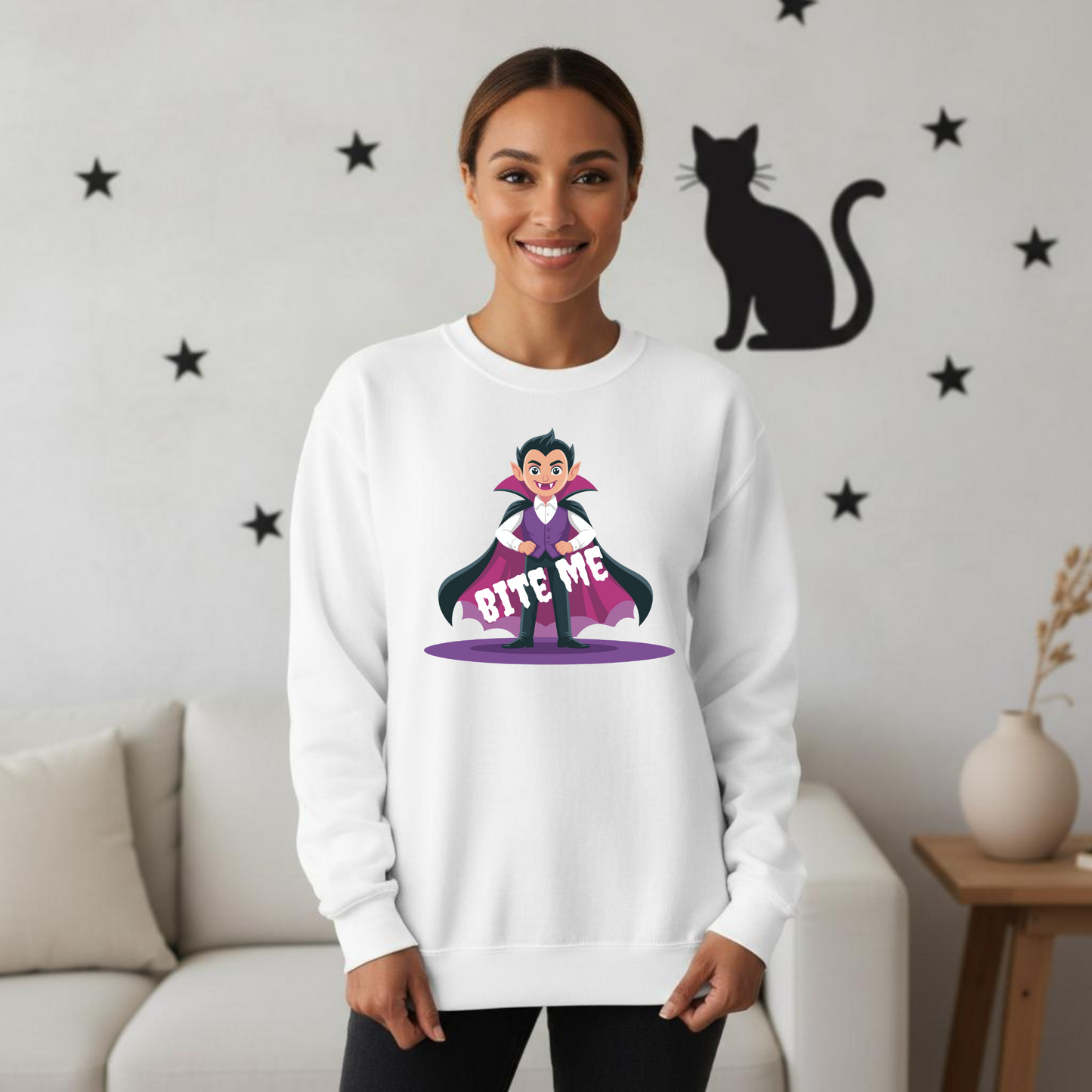 Bite Me Halloween Sweatshirt – Wheel of SCARE QR Party Game Included
