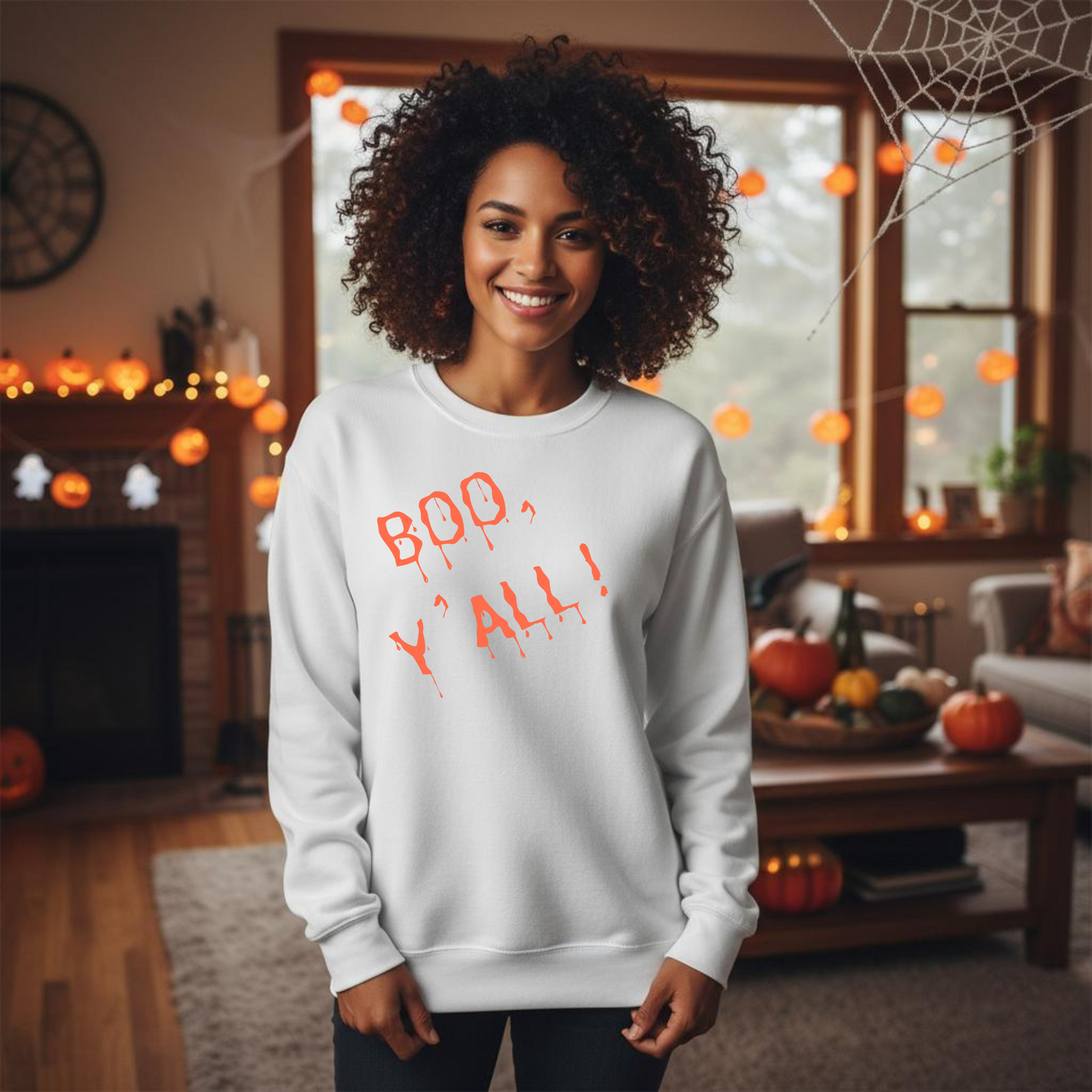 Boo, Y’all! Halloween Sweatshirt – Wheel of SCARE QR Party Game Included