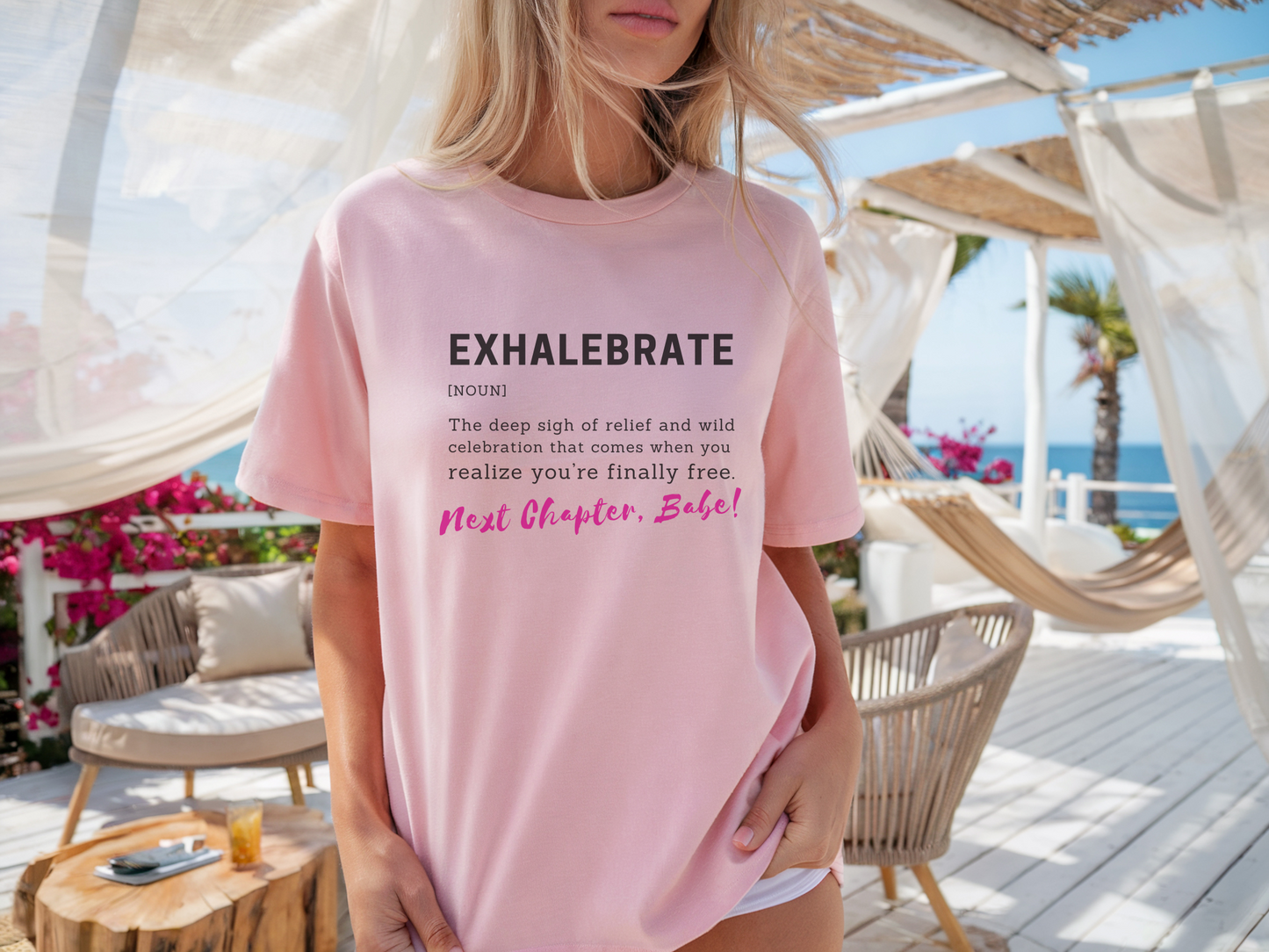 Exhalebrate: Next Chapter, Babe! Tee – Wheel of Dare QR Code Party Game Shirt