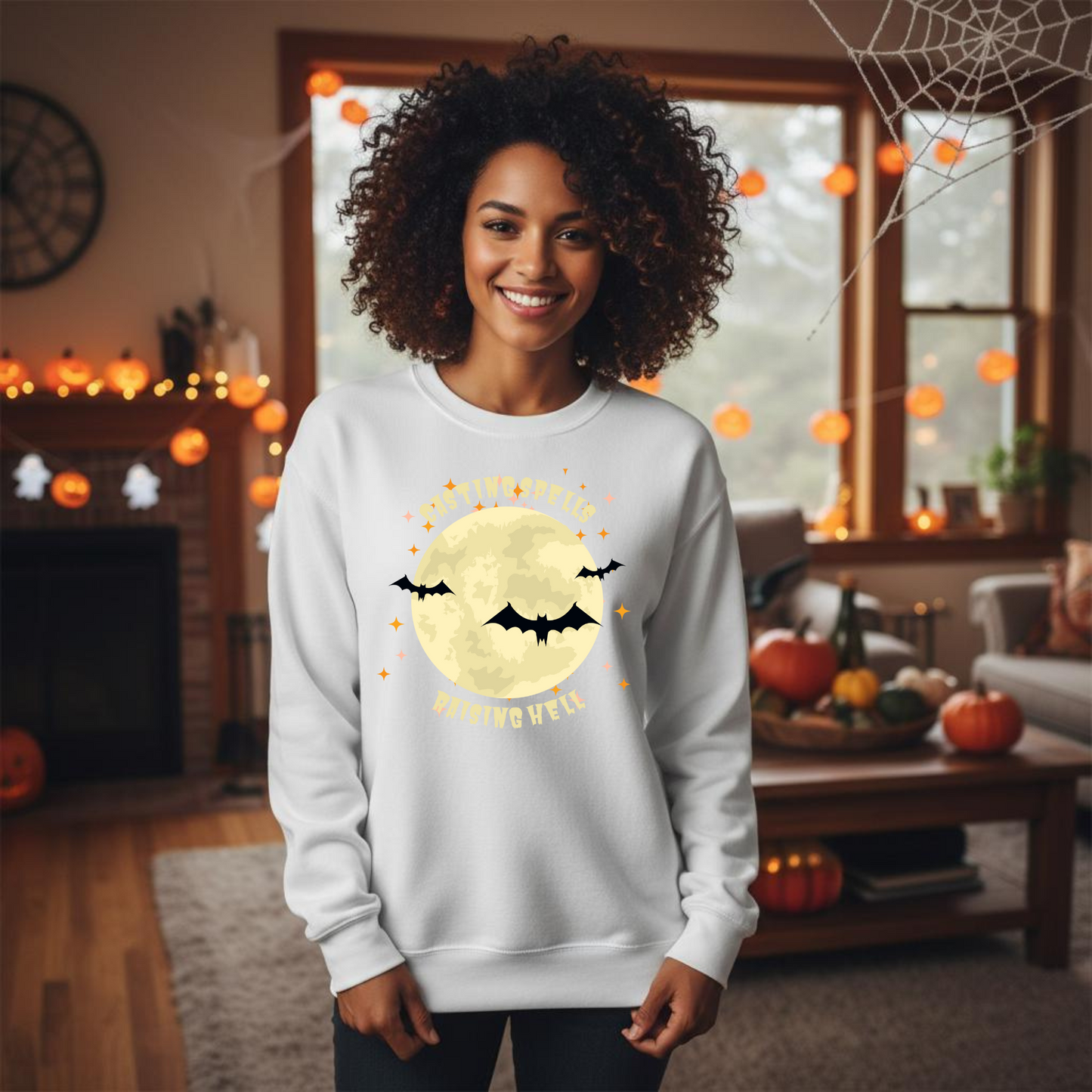 Casting Spells, Raising Hell Halloween Sweatshirt – Wheel of SCARE QR Party Game Included