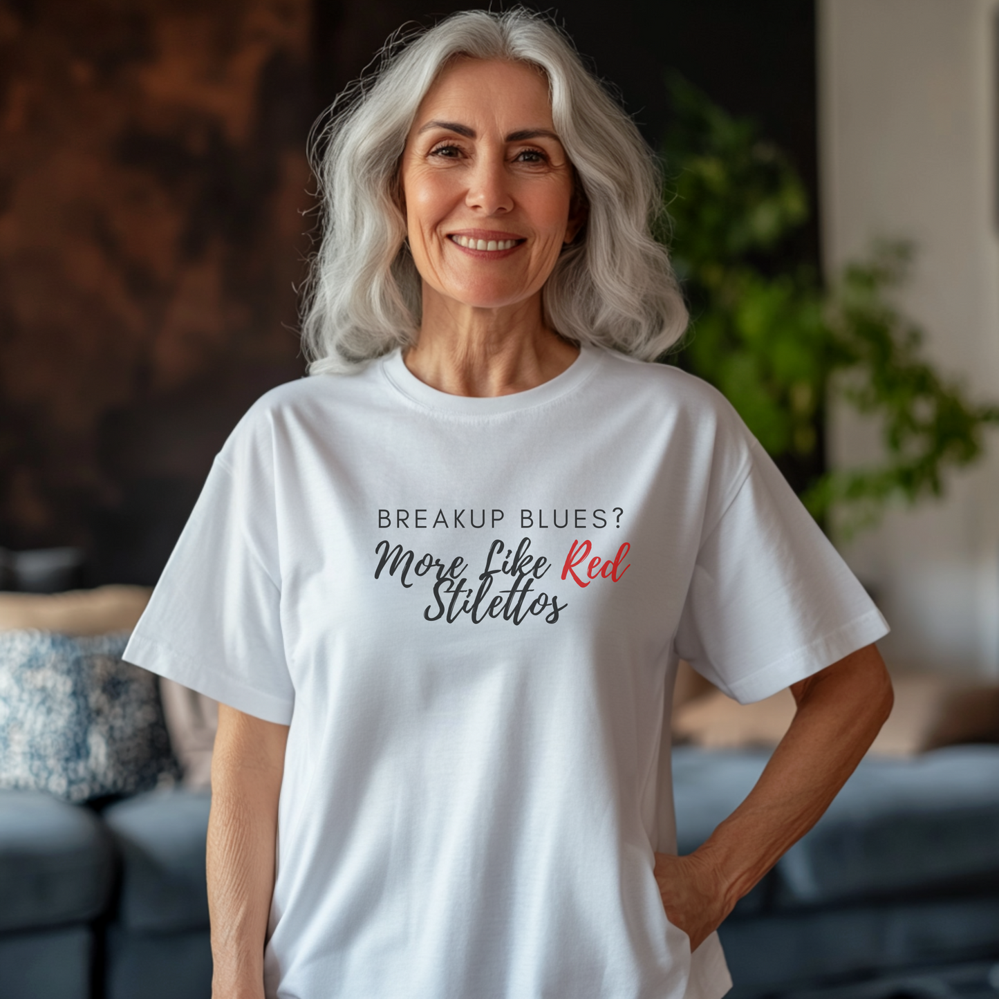 Red Stilettos: Breakup Blues Tee – Wheel of Dare QR Code Party Game Shirt