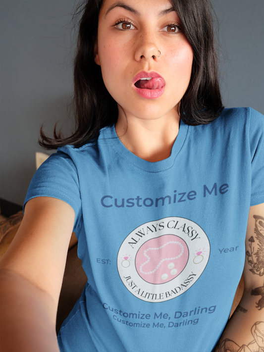 Always Classy, Just a Little Bit Badassy Personalized Tee – Bachelorette Party Shirt with Wheel of Dare QR Code