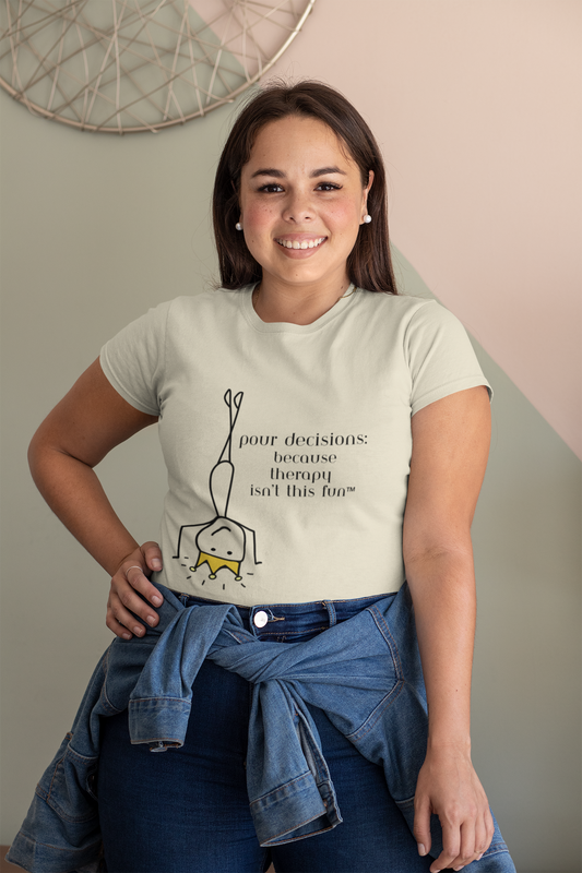 Pour Decisions: Because Therapy Isn't This Much Fun Tee | Wheel of Dare QR Code Party Game Shirt