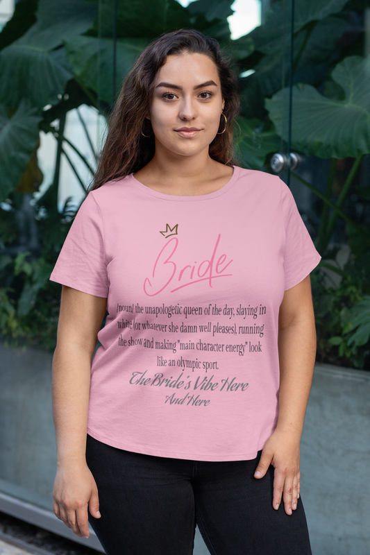 Sassy Bride Definition Tee – Personalized Bachelorette Shirt with Wheel of Dare QR Code Party Game