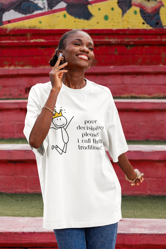 Pour Decisions? Please, I Call Them Traditions Tee – Wheel of Dare QR Code Party Game Shirt