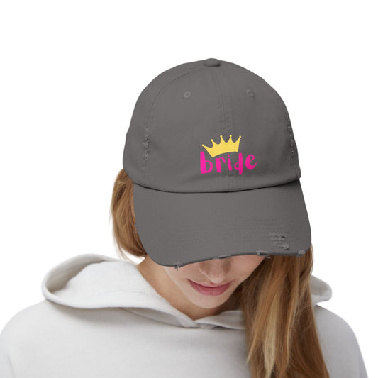 Bride Crown Distressed Hat – Sassy Cotton Twill, Adjustable, Party-Ready